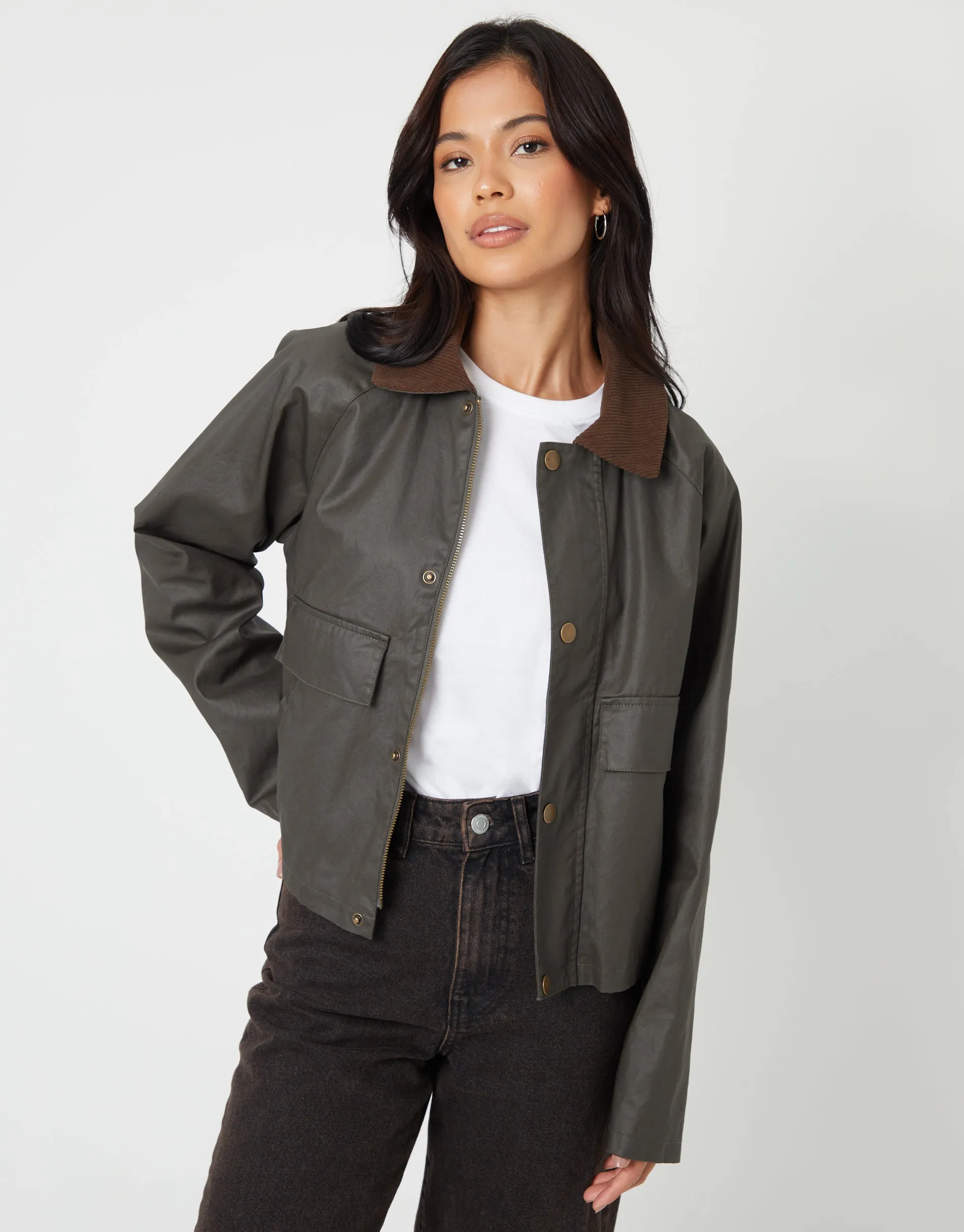 Khaki Green Waxed Jacket sold by Threadbare