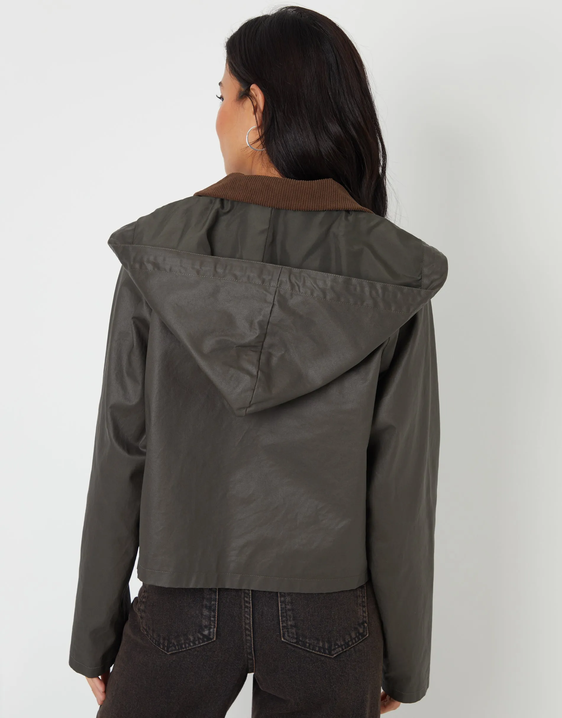 Khaki Green Waxed Jacket sold by Threadbare product image thumbnail 2