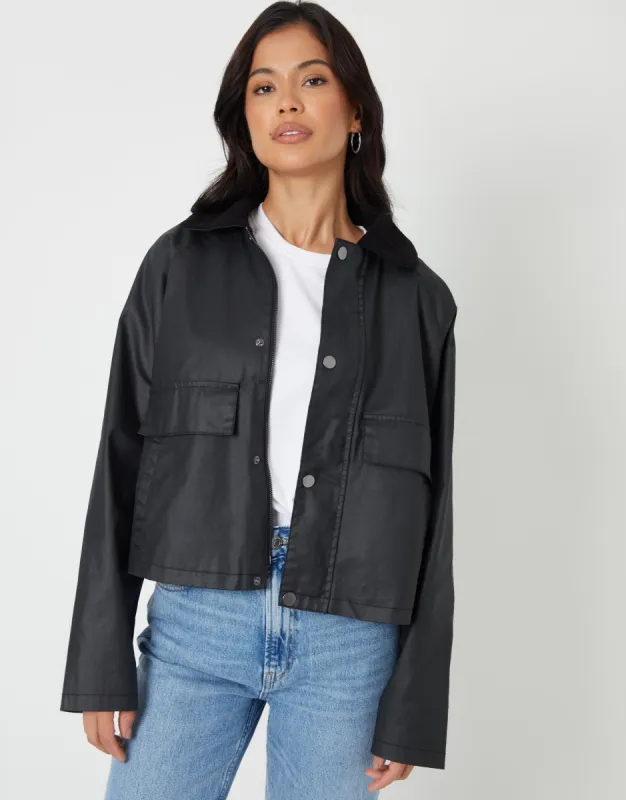 Black Waxed Jacket sold by Threadbare