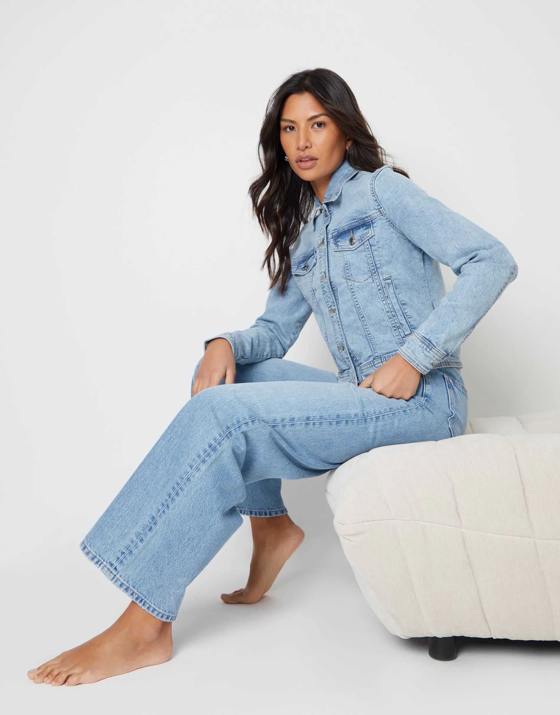 Light Wash Baggy Wide Leg Jeans sold by Threadbare product image thumbnail 4