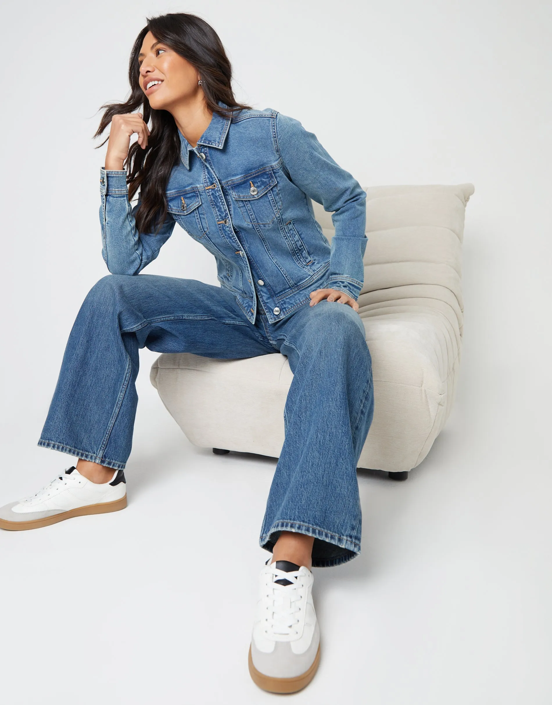 Mid Wash Baggy Wide Leg Jeans sold by Threadbare product image thumbnail 5