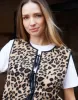 Leopard Print Tie Front Borg Gilet sold by Threadbare