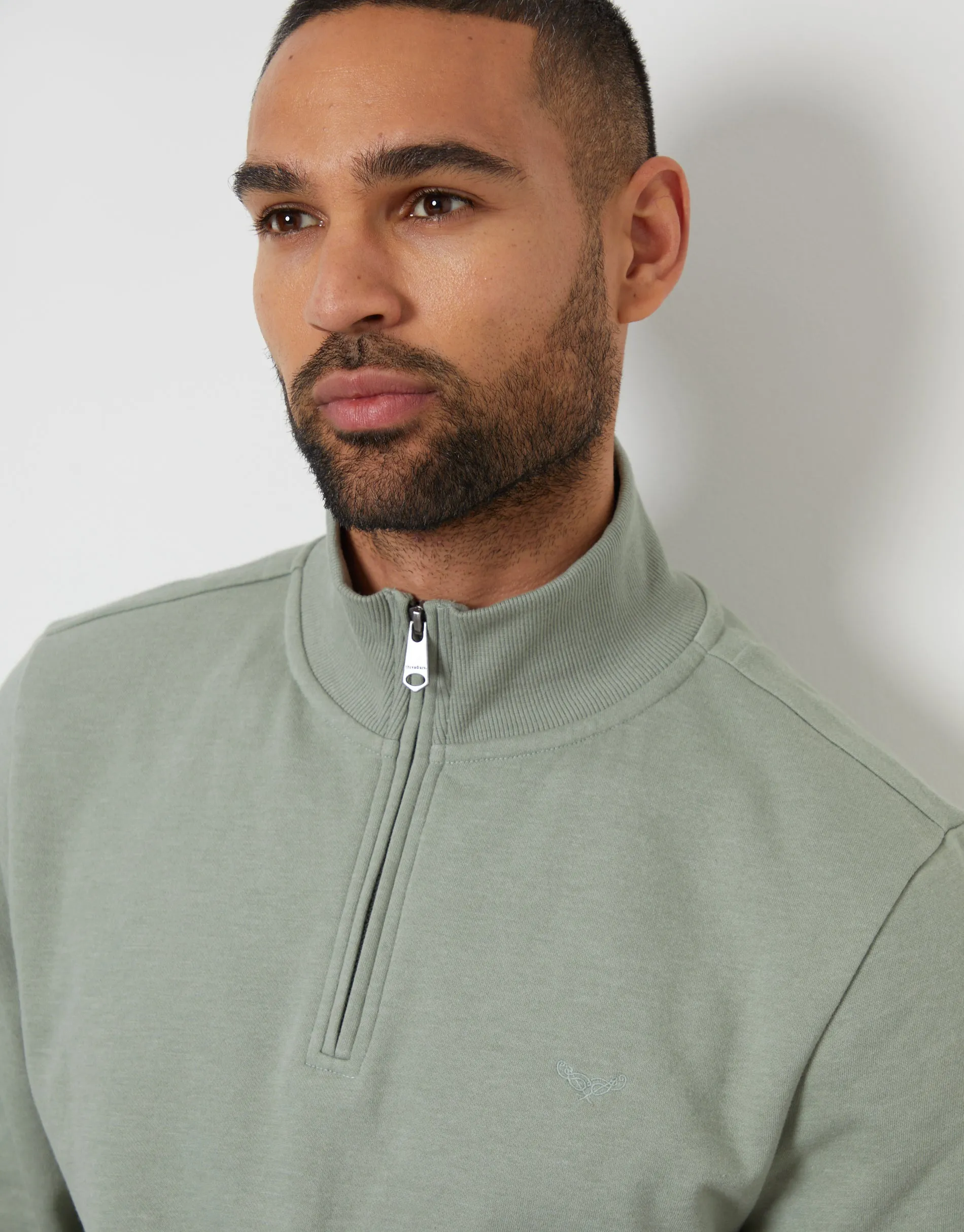 Sage Green Quarter Zip Sweatshirt sold by Threadbare product image thumbnail 4