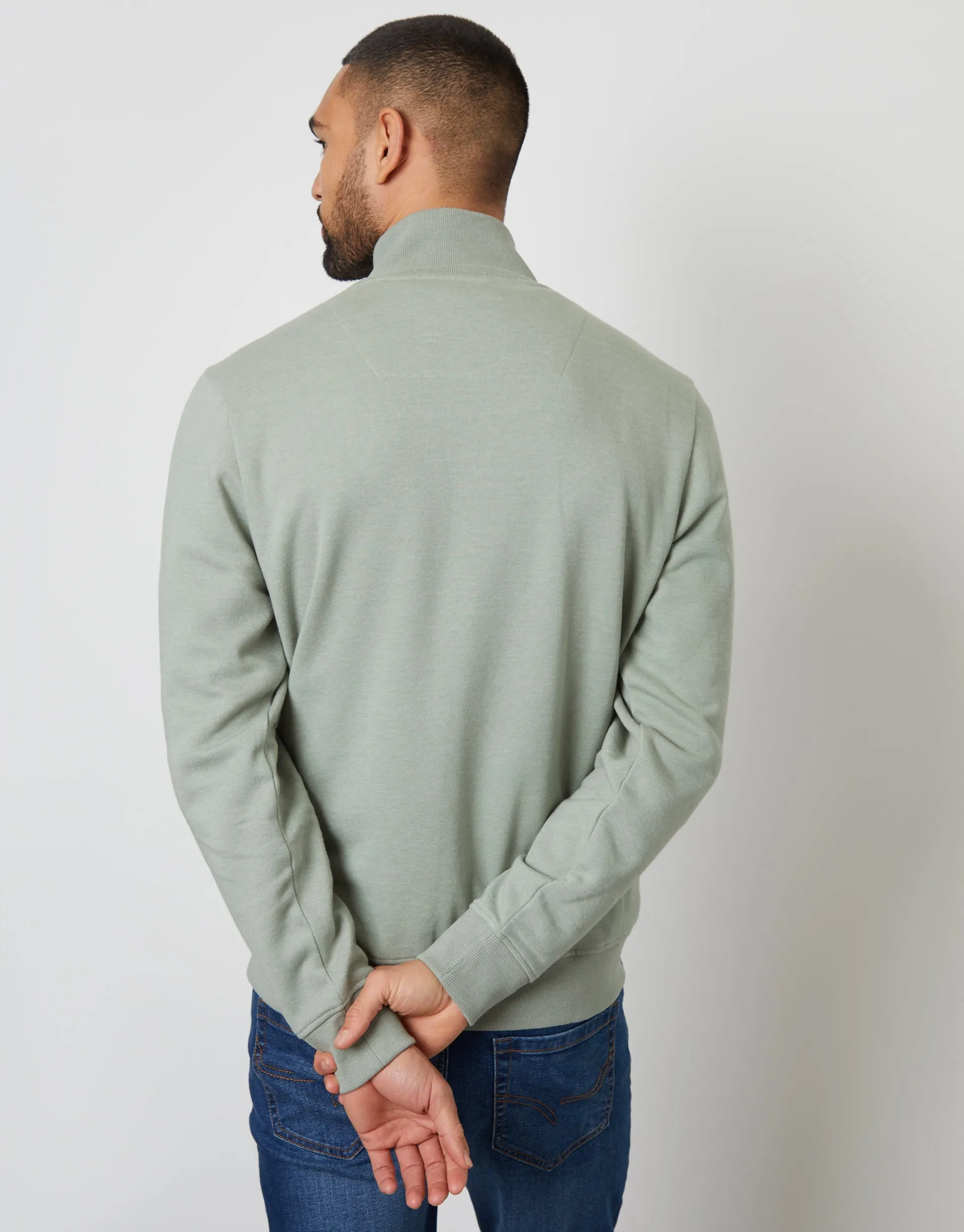 Sage Green Quarter Zip Sweatshirt sold by Threadbare product image thumbnail 2