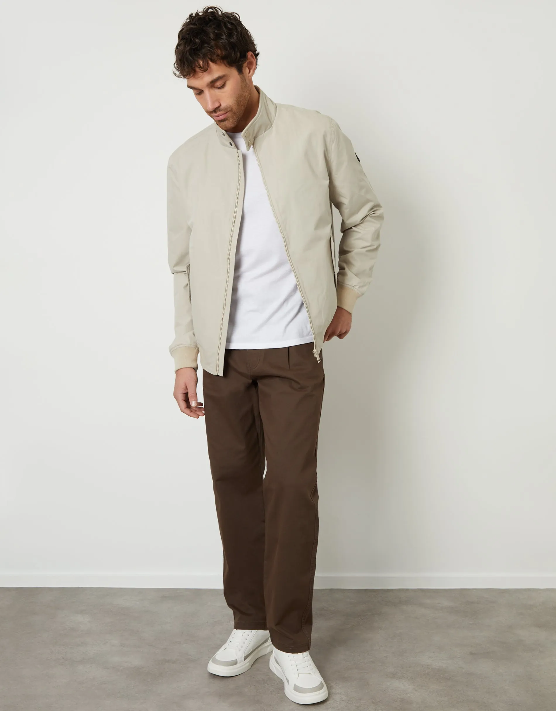 Stone Zip Up Harrington Jacket sold by Threadbare product image thumbnail 3