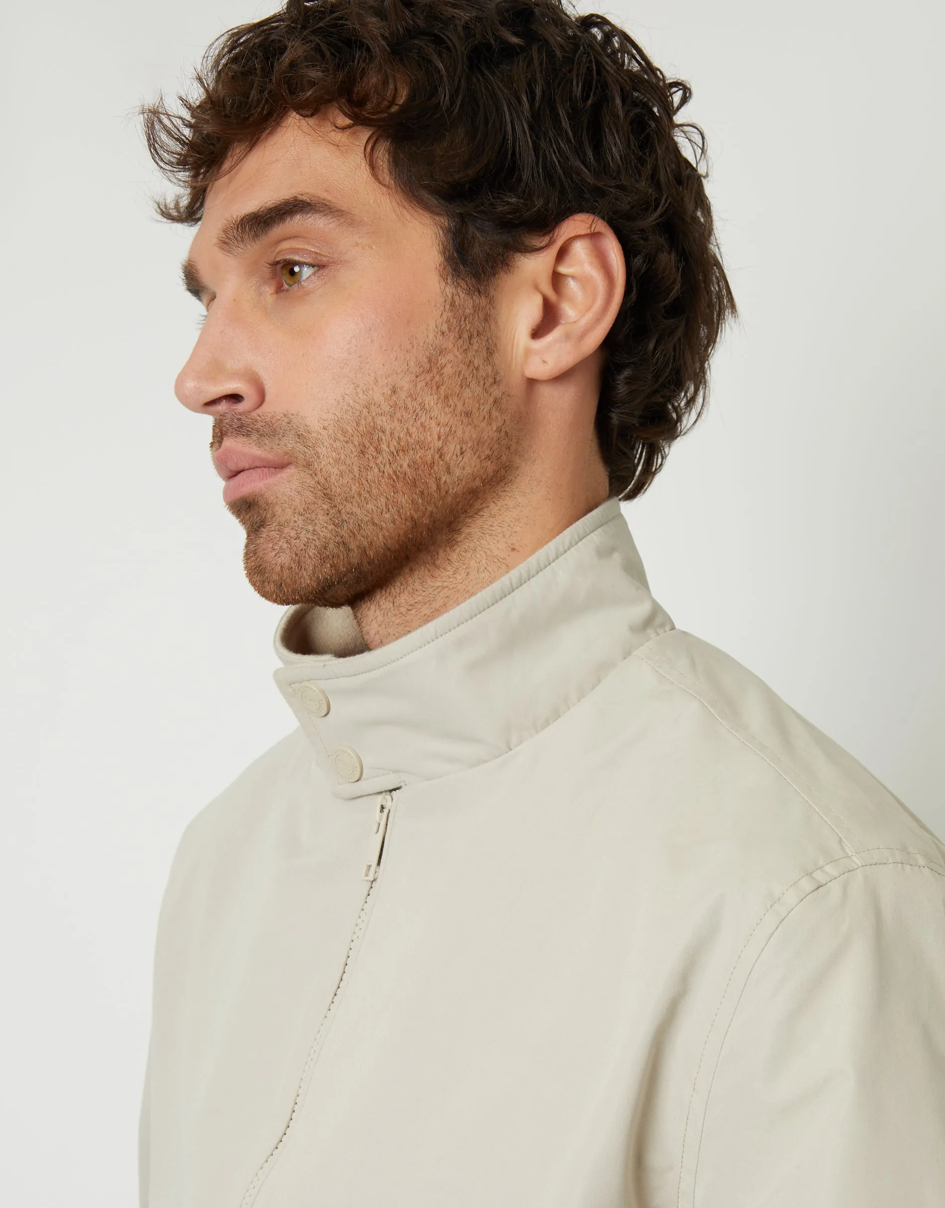 Stone Zip Up Harrington Jacket sold by Threadbare product image thumbnail 4