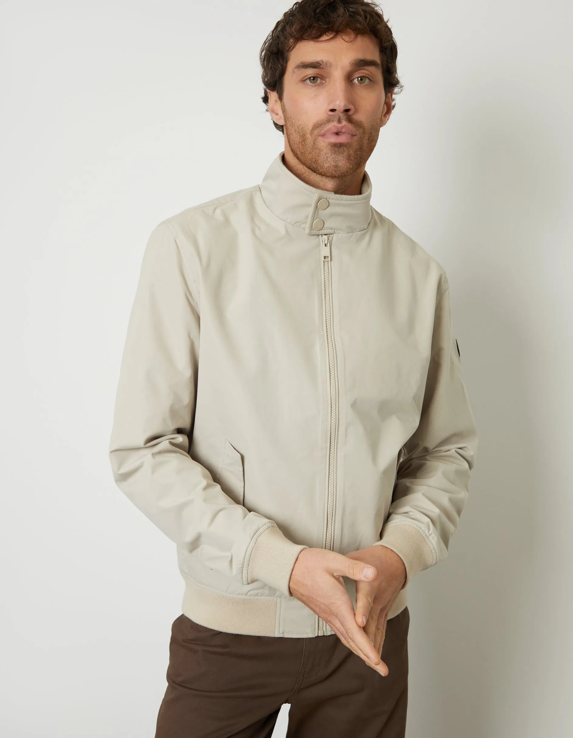 Stone Zip Up Harrington Jacket sold by Threadbare product image thumbnail 5
