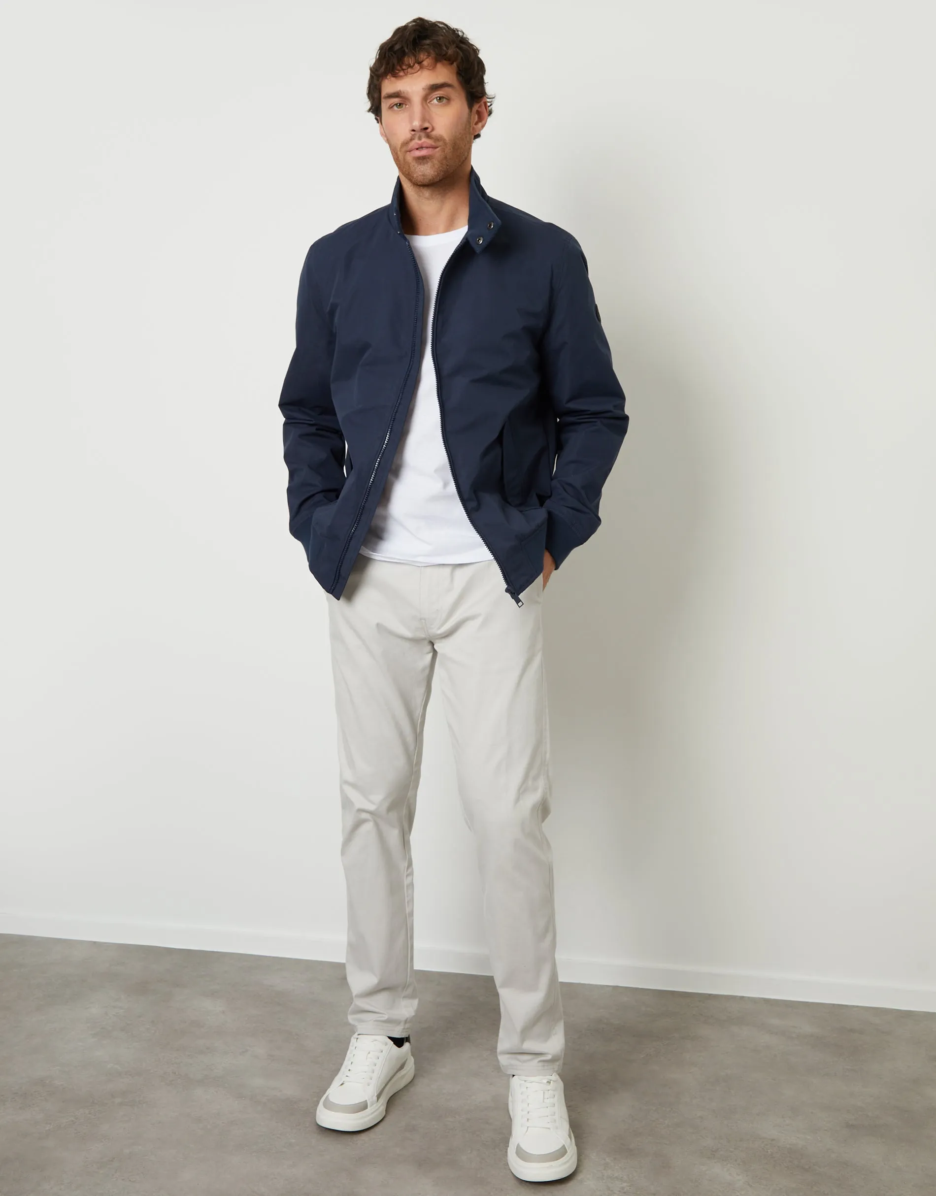 Navy Zip Up Harrington Jacket sold by Threadbare product image thumbnail 3