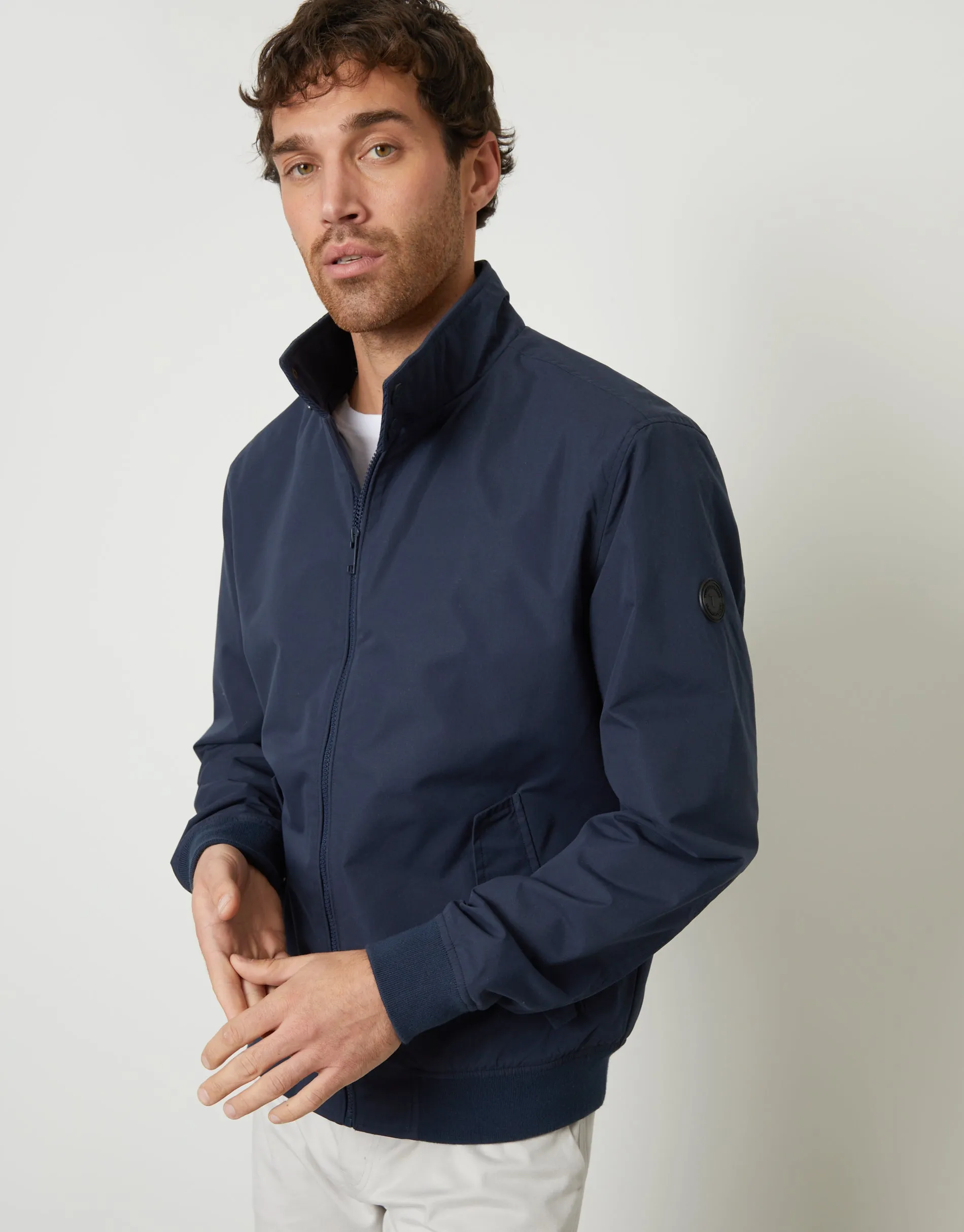 Navy Zip Up Harrington Jacket sold by Threadbare product image thumbnail 5