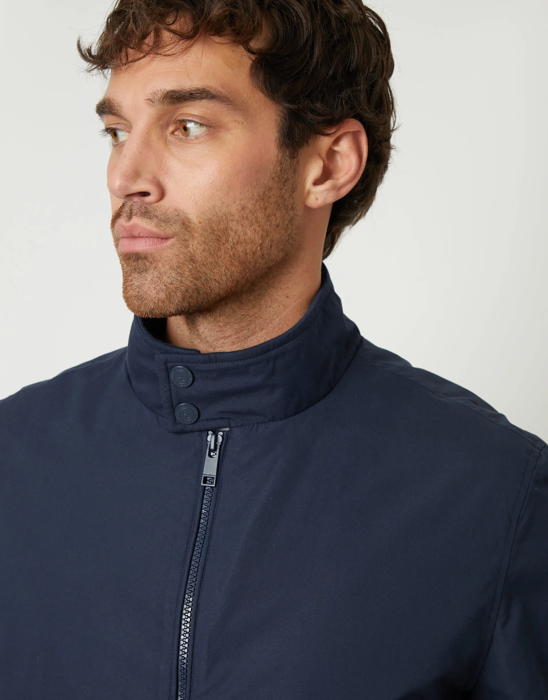 Navy Zip Up Harrington Jacket sold by Threadbare product image thumbnail 4