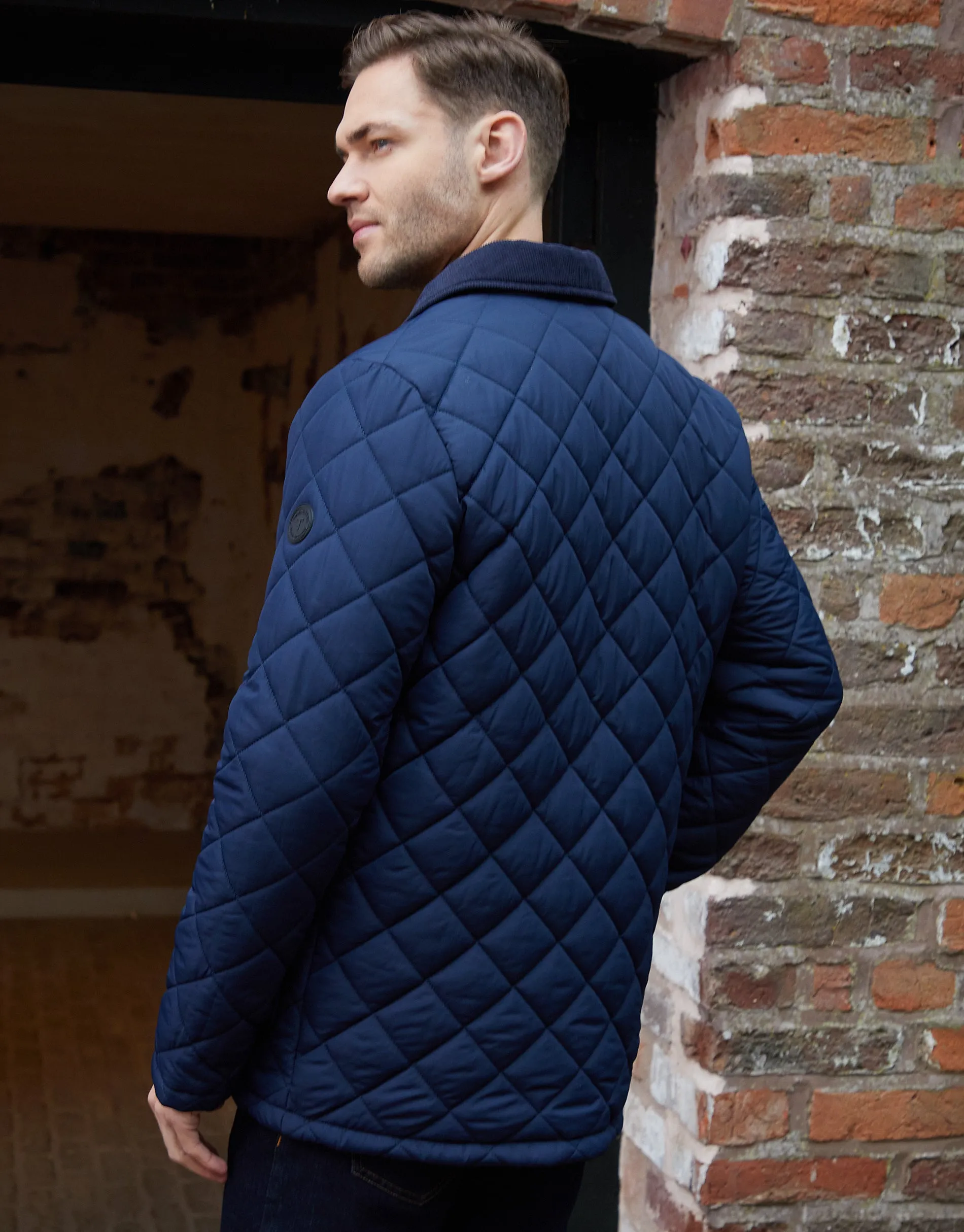 Navy Diamond Quilted Collared Patch Pocket Jacket sold by Threadbare product image thumbnail 2