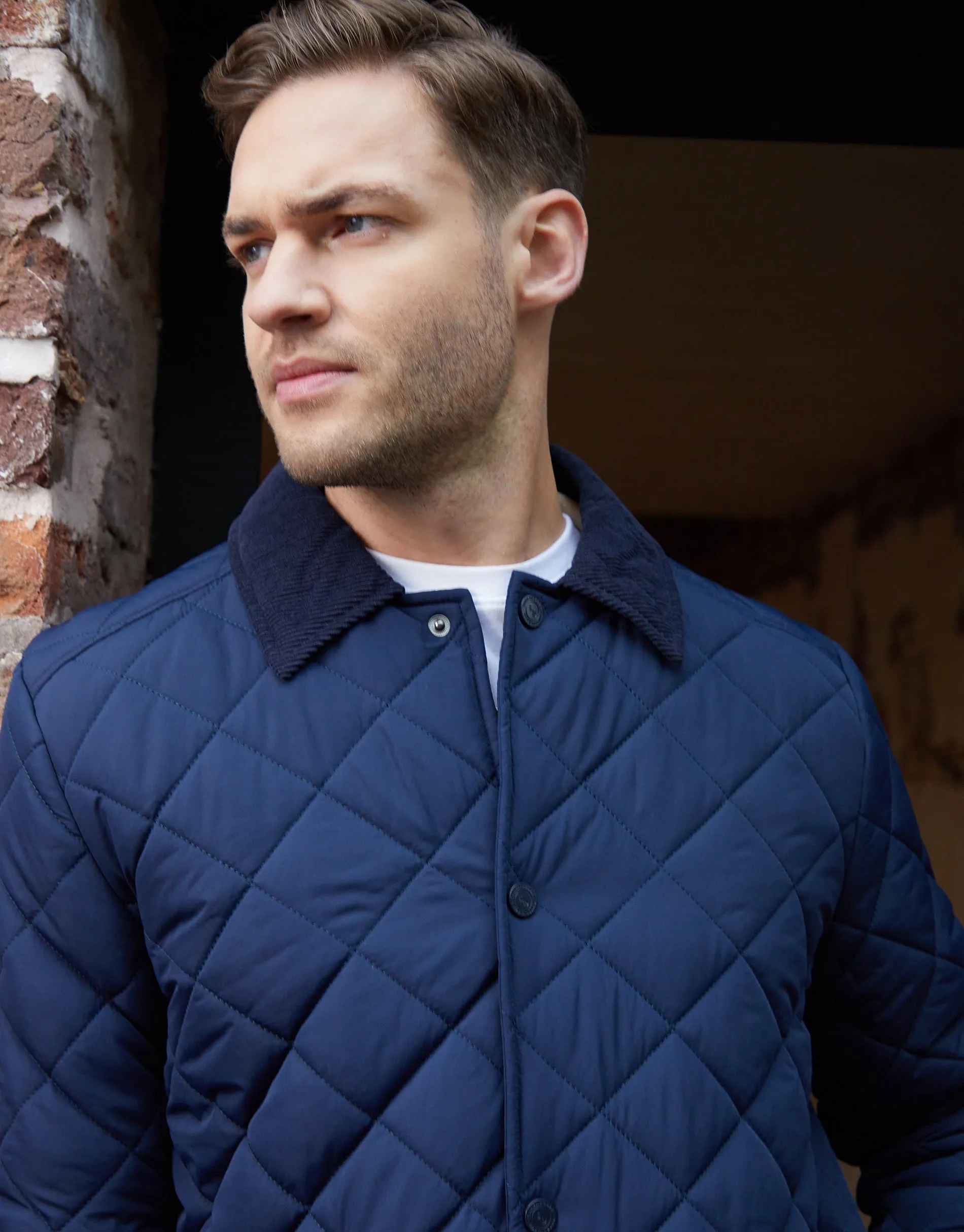 Navy Diamond Quilted Collared Patch Pocket Jacket sold by Threadbare product image thumbnail 4