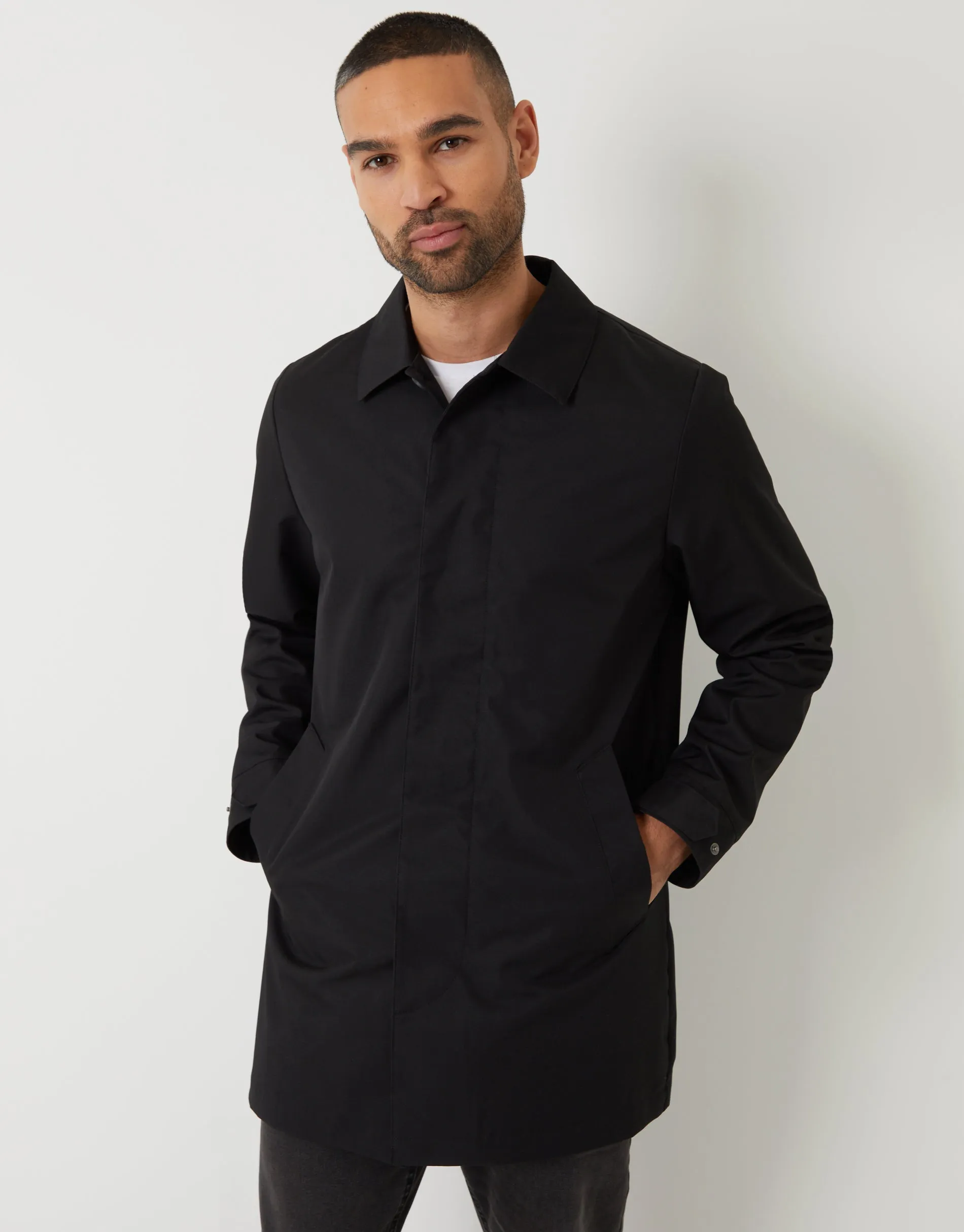 Black Showerproof Longline Mac sold by Threadbare product image thumbnail 5