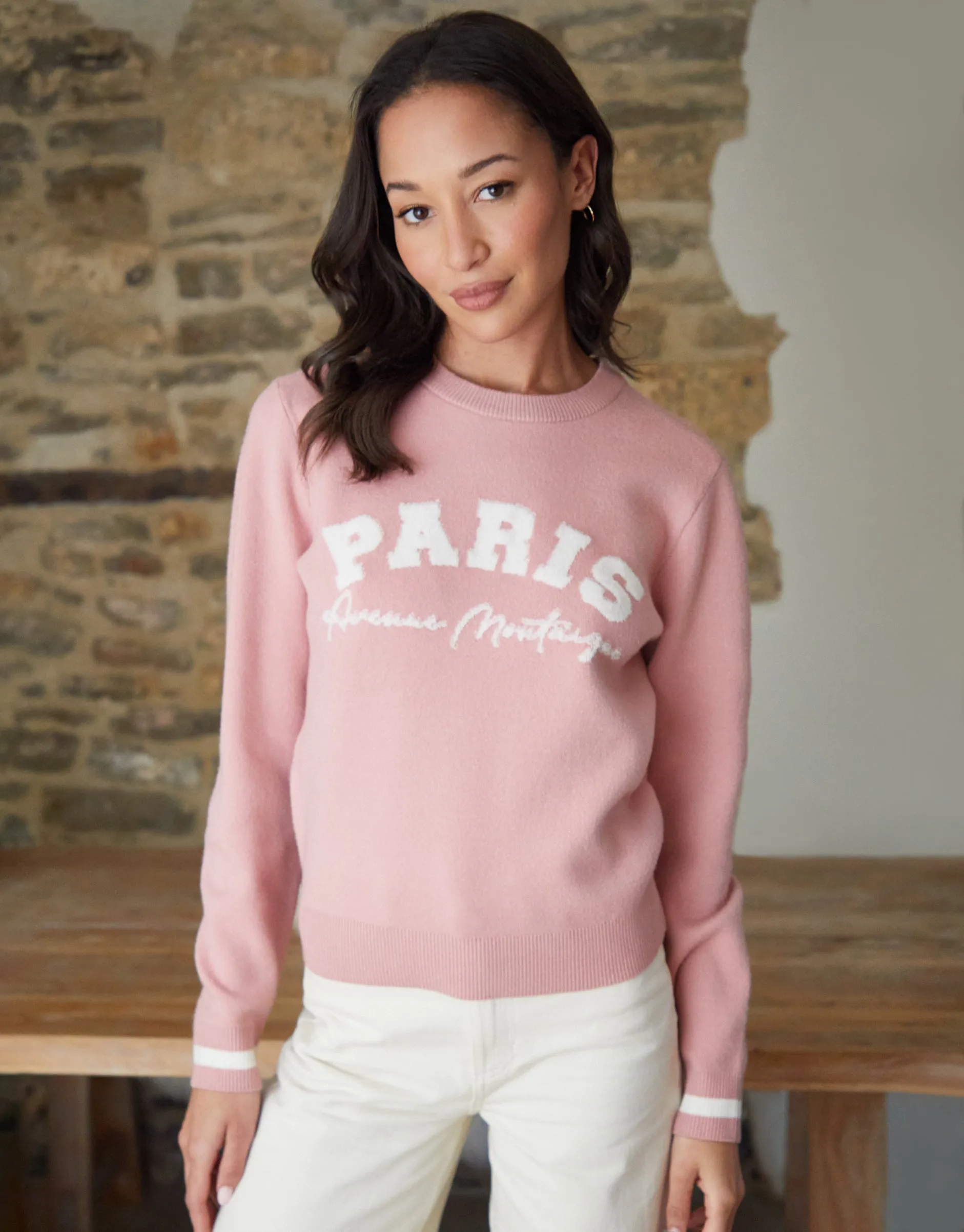 Pink Varsity Knitted Jumper sold by Threadbare