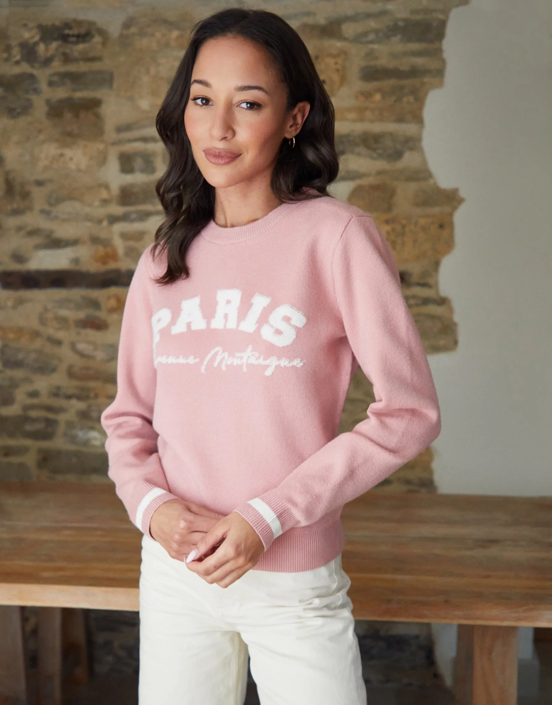 Pink Varsity Knitted Jumper sold by Threadbare product image thumbnail 3