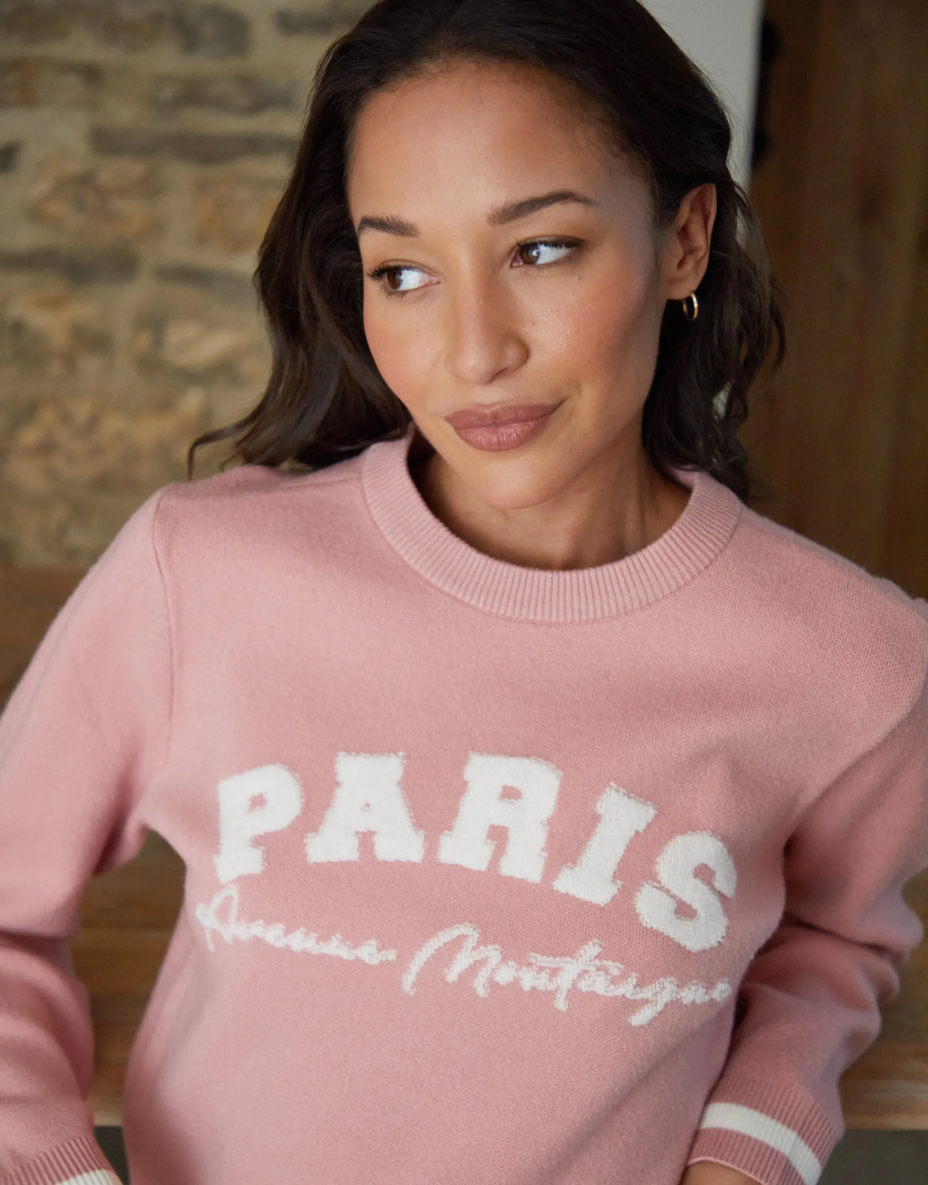 Pink Varsity Knitted Jumper sold by Threadbare product image thumbnail 4