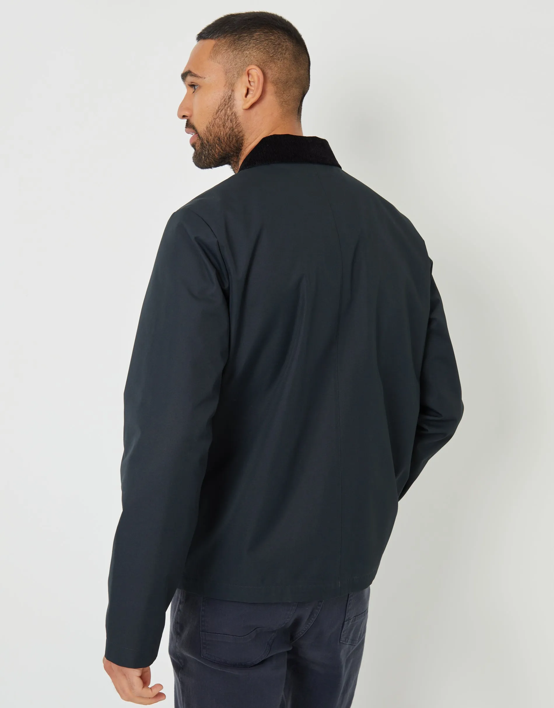 Navy Showerproof Corduroy Collar Jacket sold by Threadbare product image thumbnail 2
