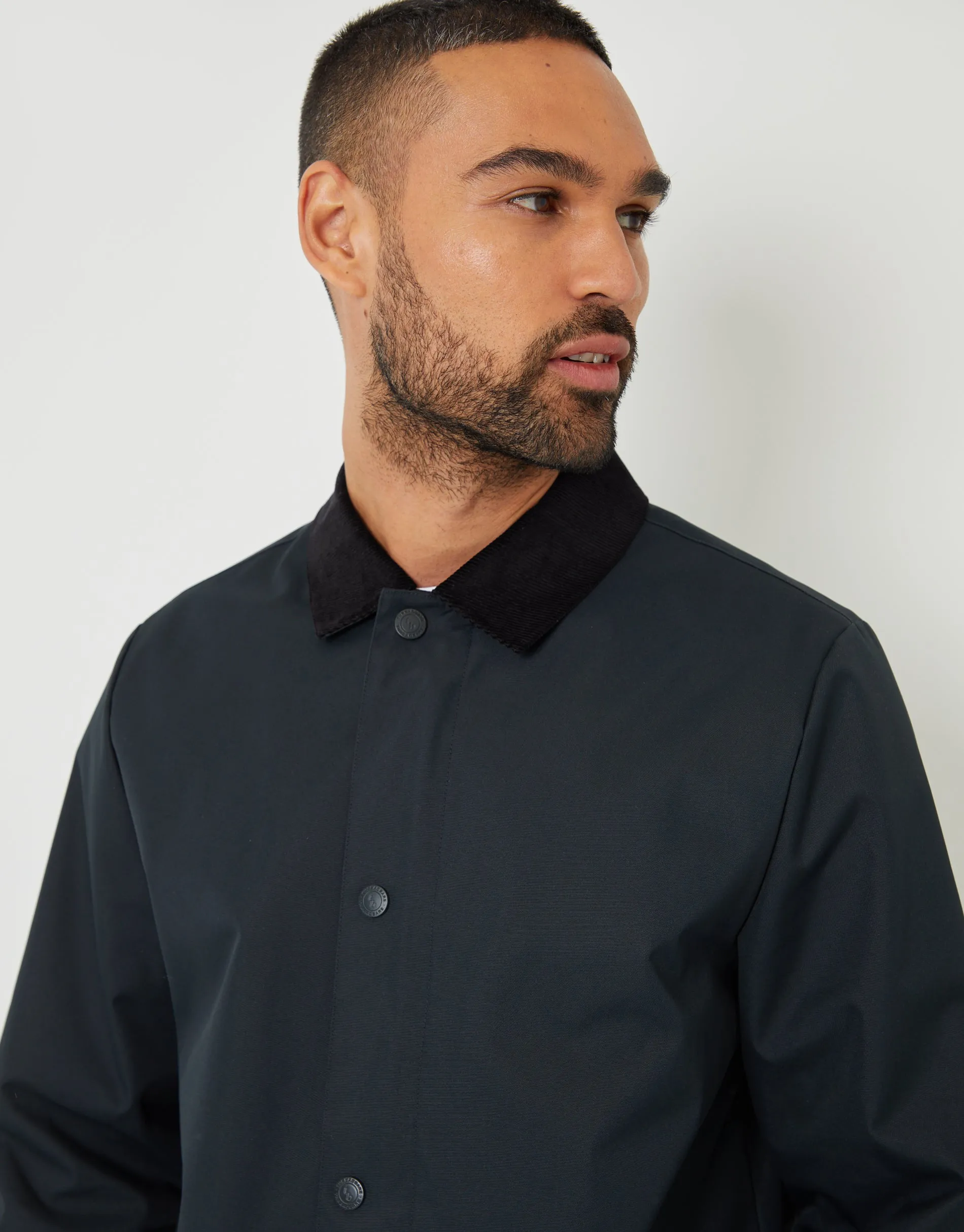 Navy Showerproof Corduroy Collar Jacket sold by Threadbare product image thumbnail 4