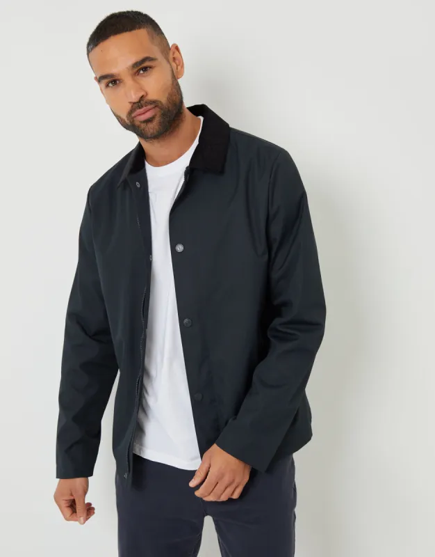Threadbare Men's Navy Showerproof Corduroy Collar Jacket sold by Threadbare