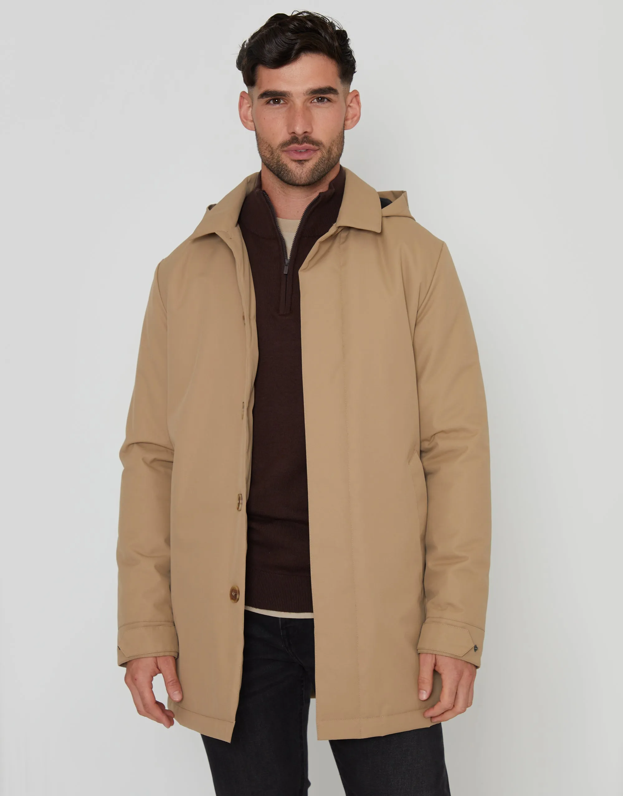 Dark Stone Showerproof 2-in-1 Mac with Concealed Hood sold by Threadbare product image thumbnail 2