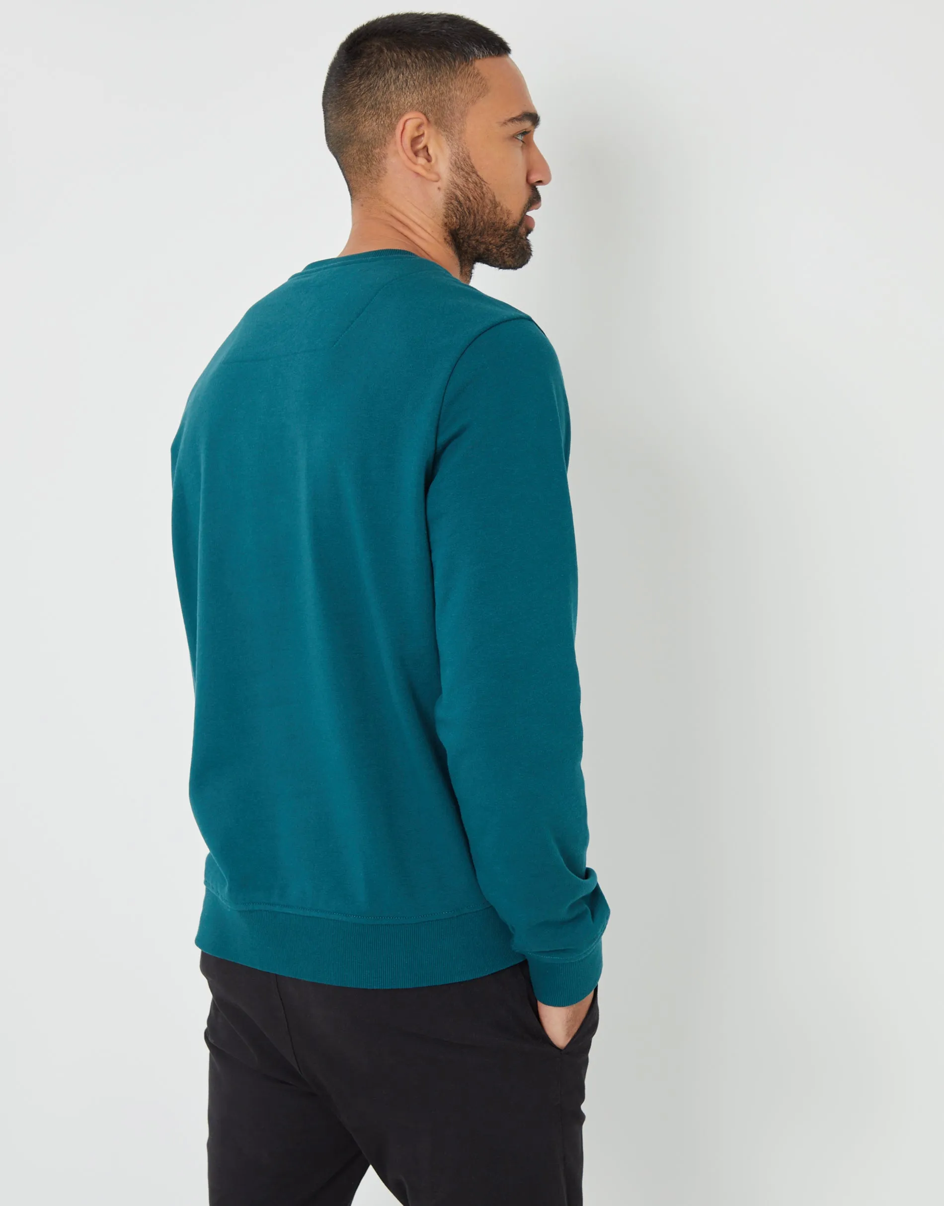 Dark Teal Green Crew Neck Sweatshirt sold by Threadbare product image thumbnail 2