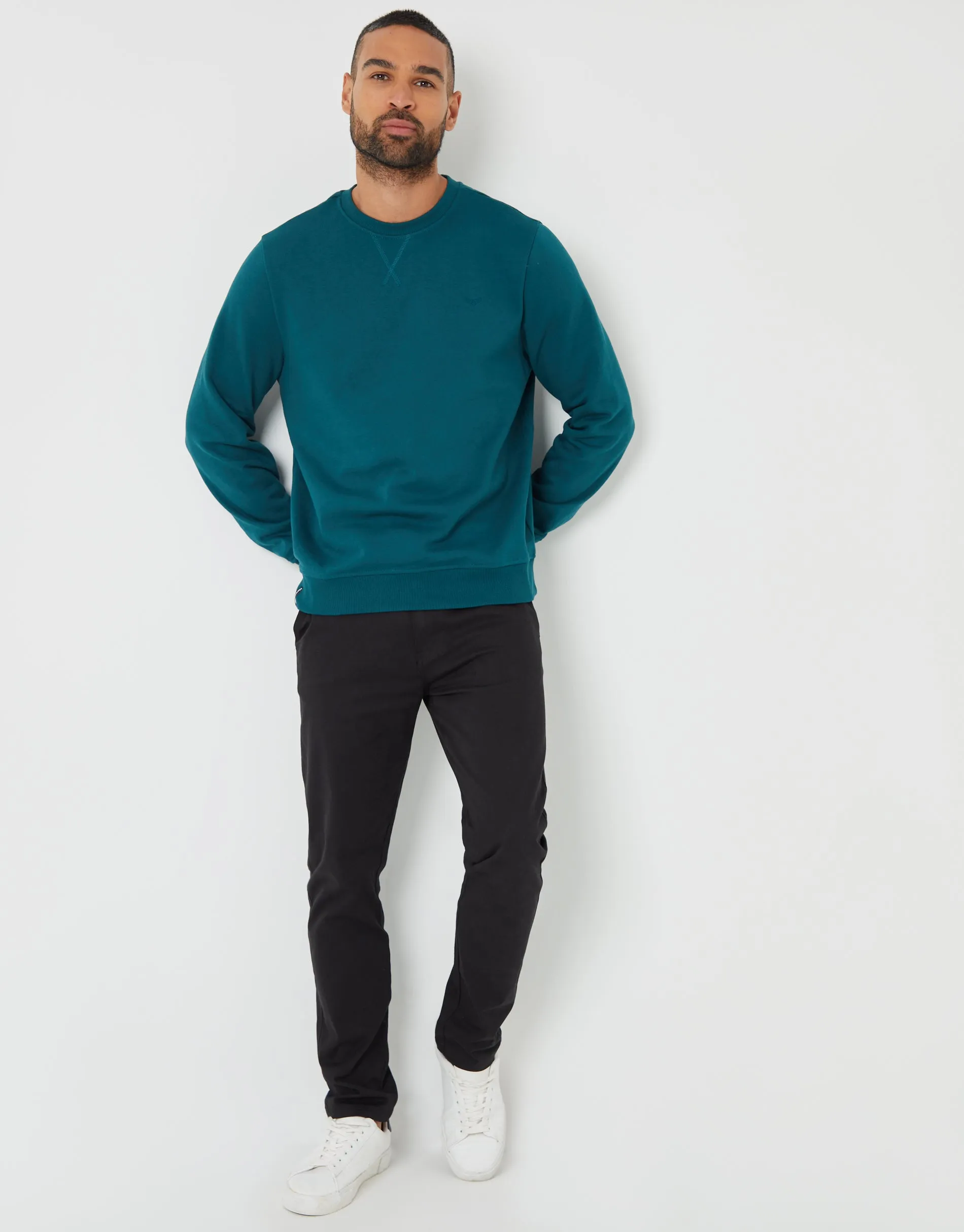Dark Teal Green Crew Neck Sweatshirt sold by Threadbare product image thumbnail 3