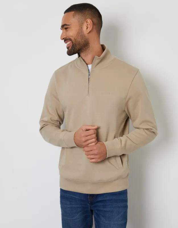Stone Quarter Zip Sweatshirt sold by Threadbare