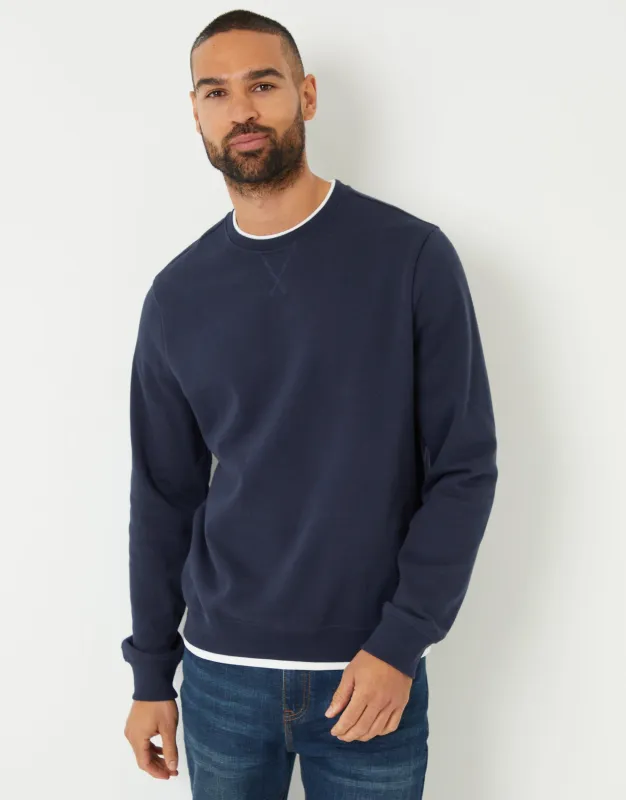 Navy Mock T-Shirt Crew Neck Sweatshirt sold by Threadbare