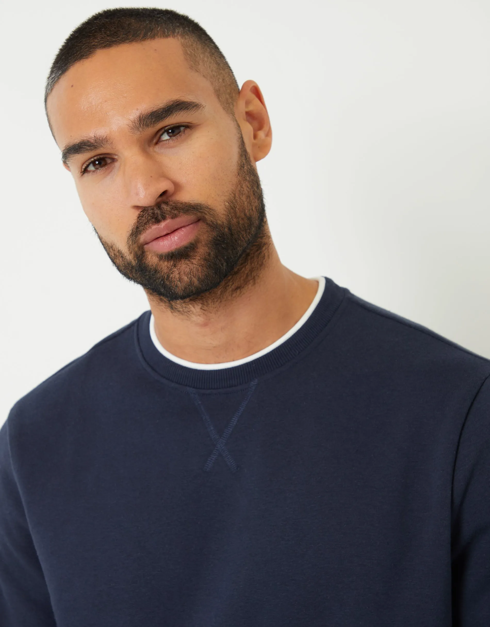 Navy Mock T-Shirt Crew Neck Sweatshirt sold by Threadbare product image thumbnail 4