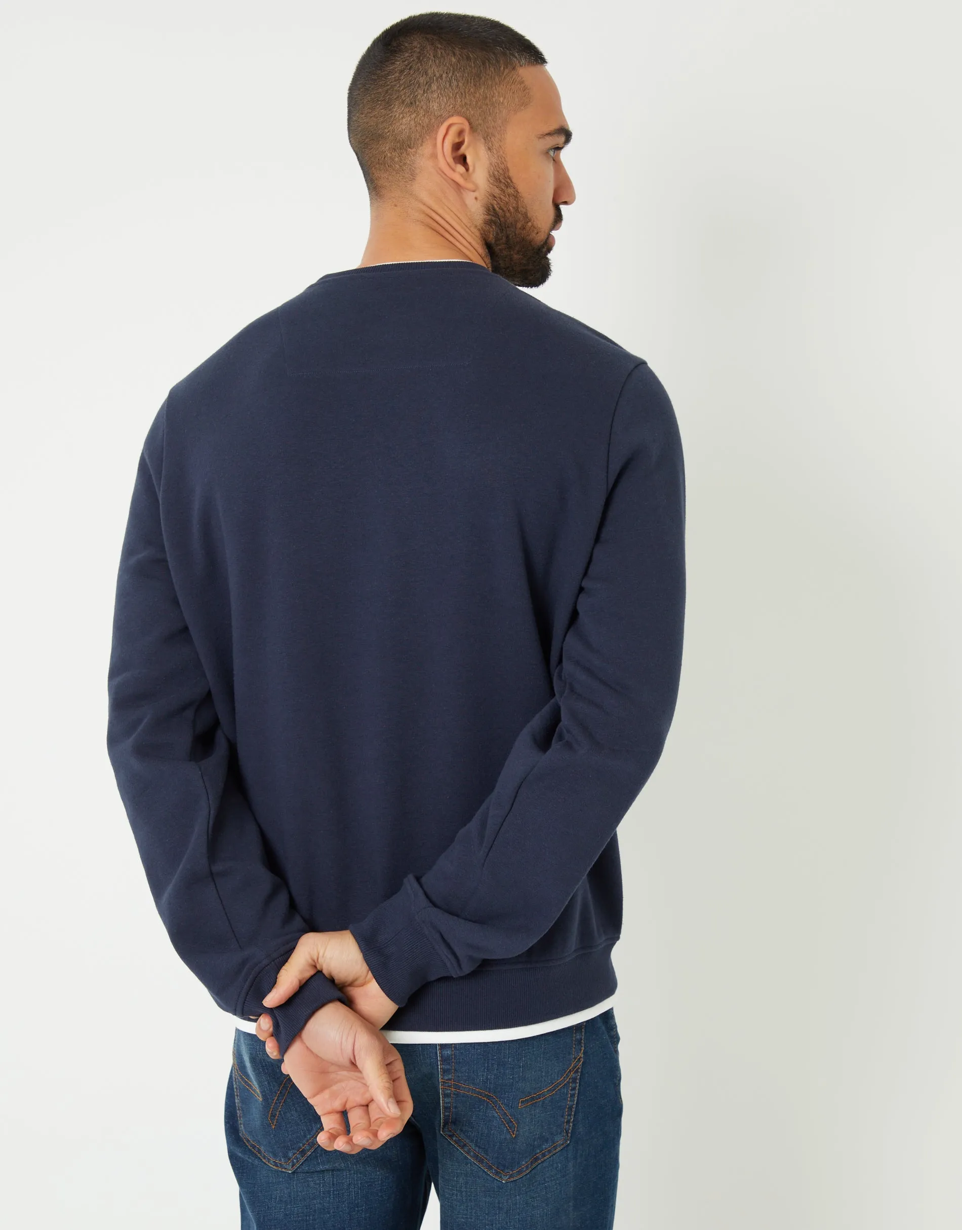 Navy Mock T-Shirt Crew Neck Sweatshirt sold by Threadbare product image thumbnail 2