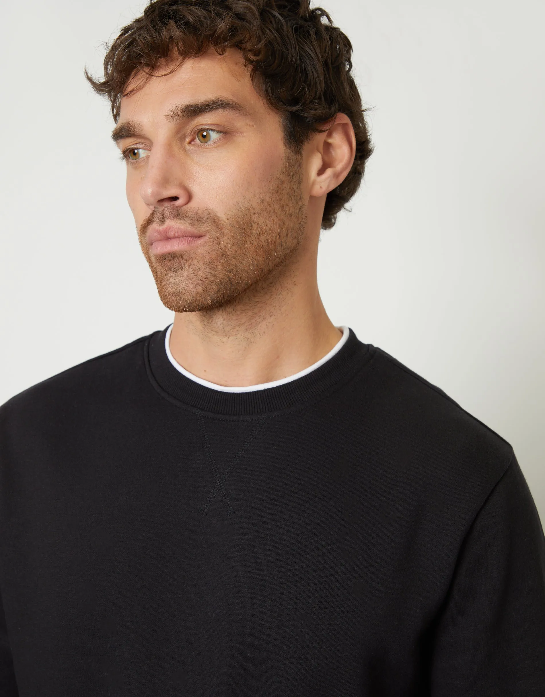 Black Mock T-Shirt Crew Neck Sweatshirt sold by Threadbare product image thumbnail 4