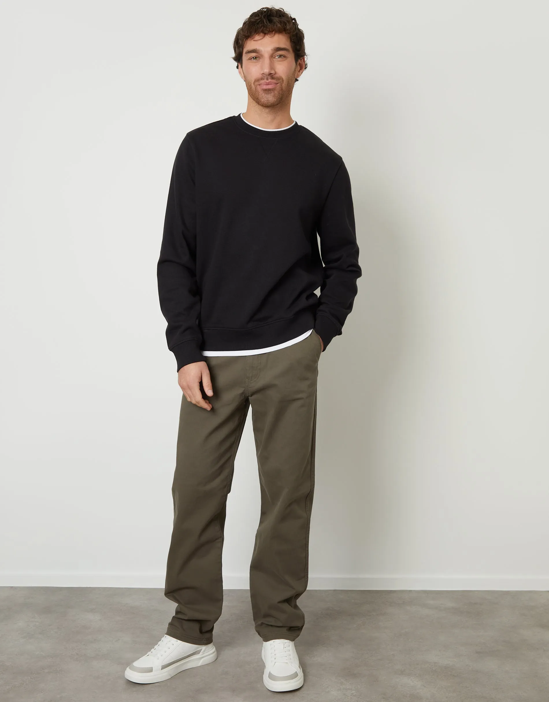 Black Mock T-Shirt Crew Neck Sweatshirt sold by Threadbare product image thumbnail 3