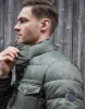 Khaki Green Funnel Neck Utility Puffer Jacket sold by Threadbare