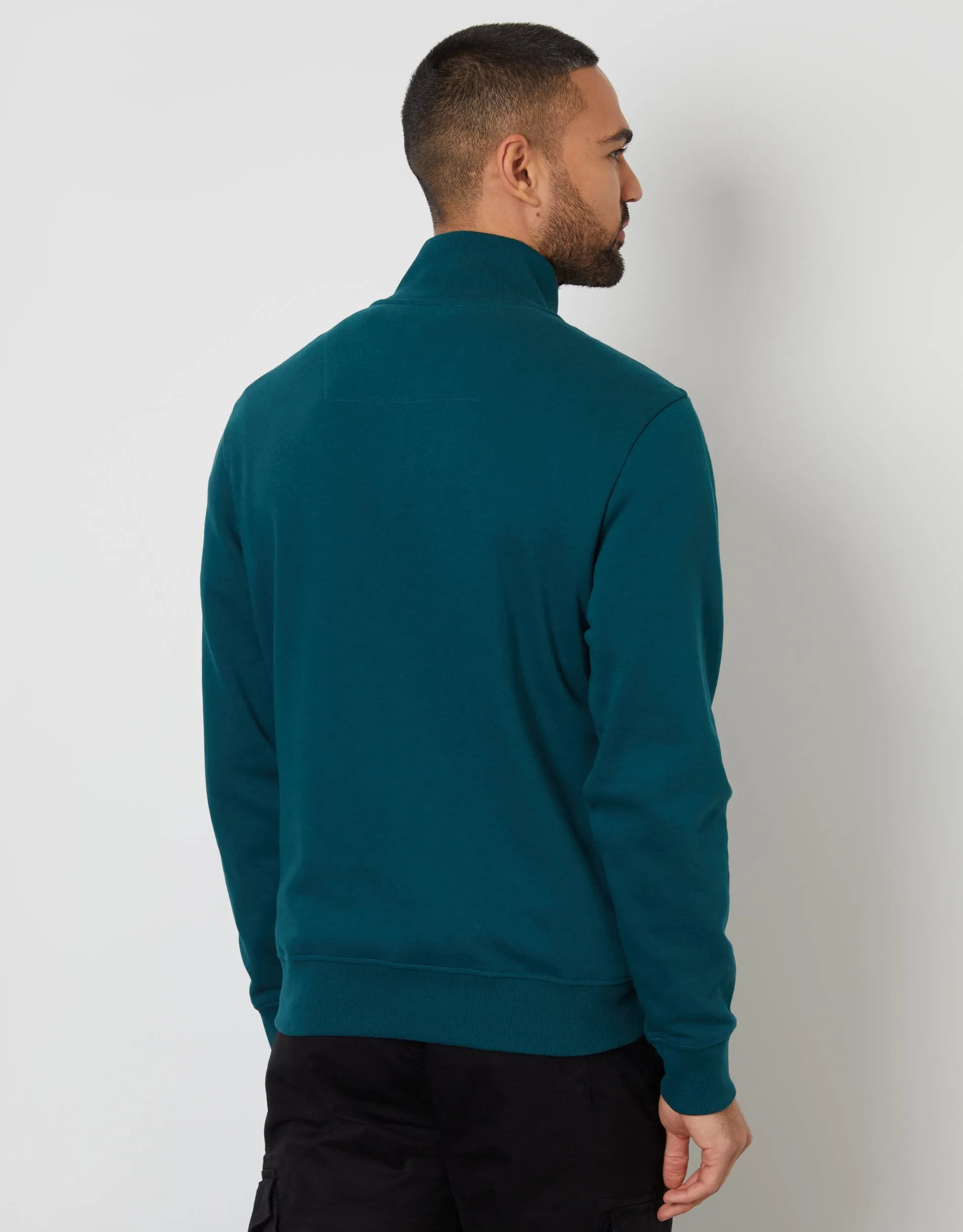 Threadbare Men's Dark Teal Green Quarter Zip Sweatshirt sold by Threadbare product image thumbnail 2