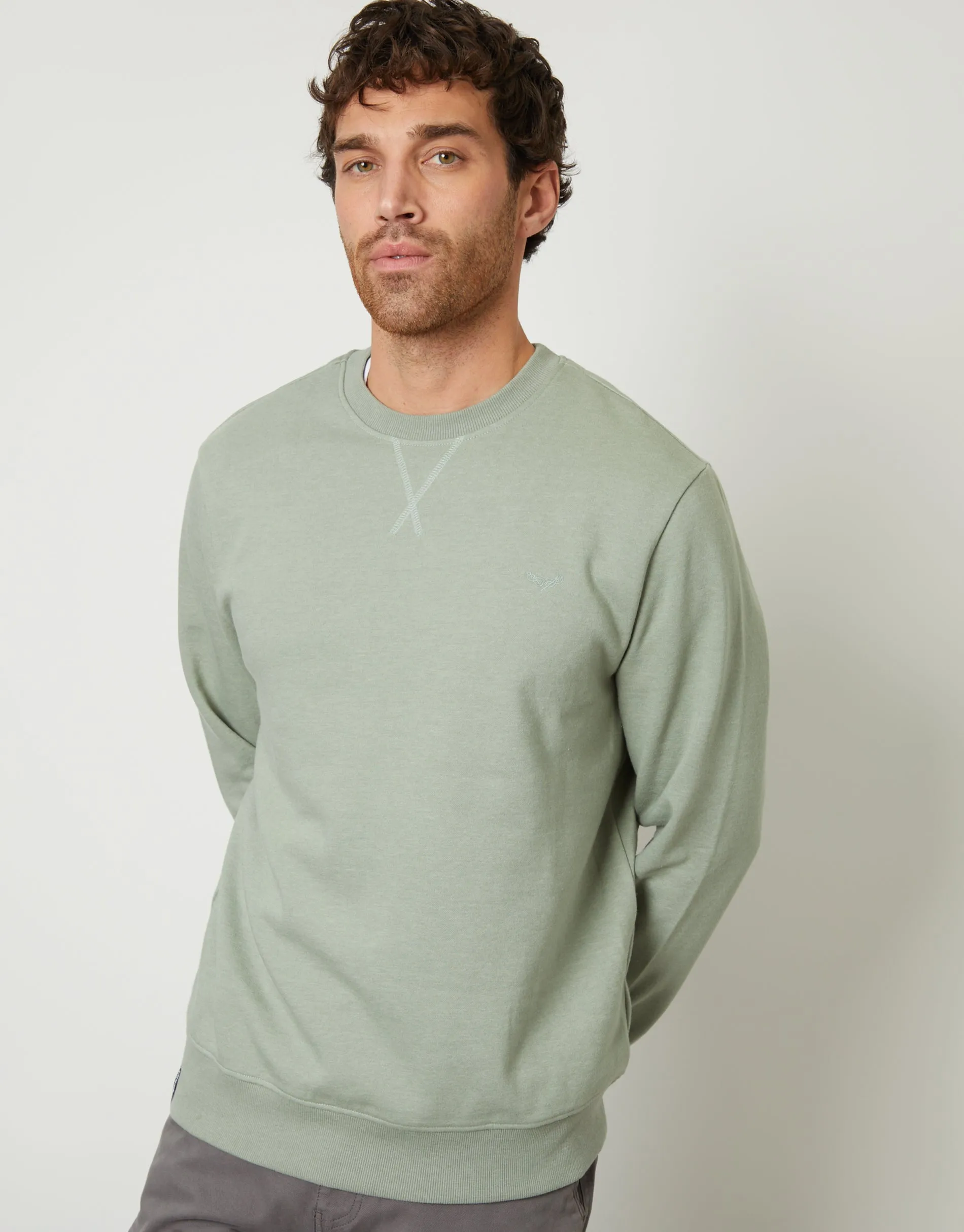 Sage Green Crew Neck Sweatshirt sold by Threadbare