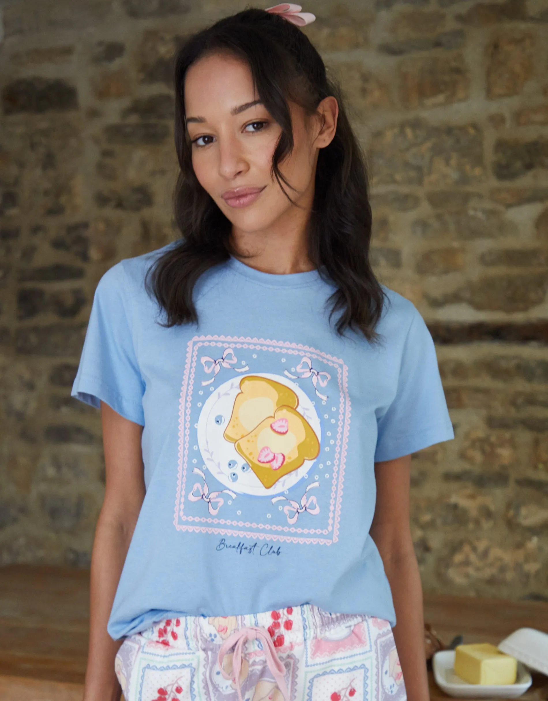 Threadbare Women's Blue Graphic Print Shortie Pyjamas (2-Piece Set) sold by Threadbare product image thumbnail 4