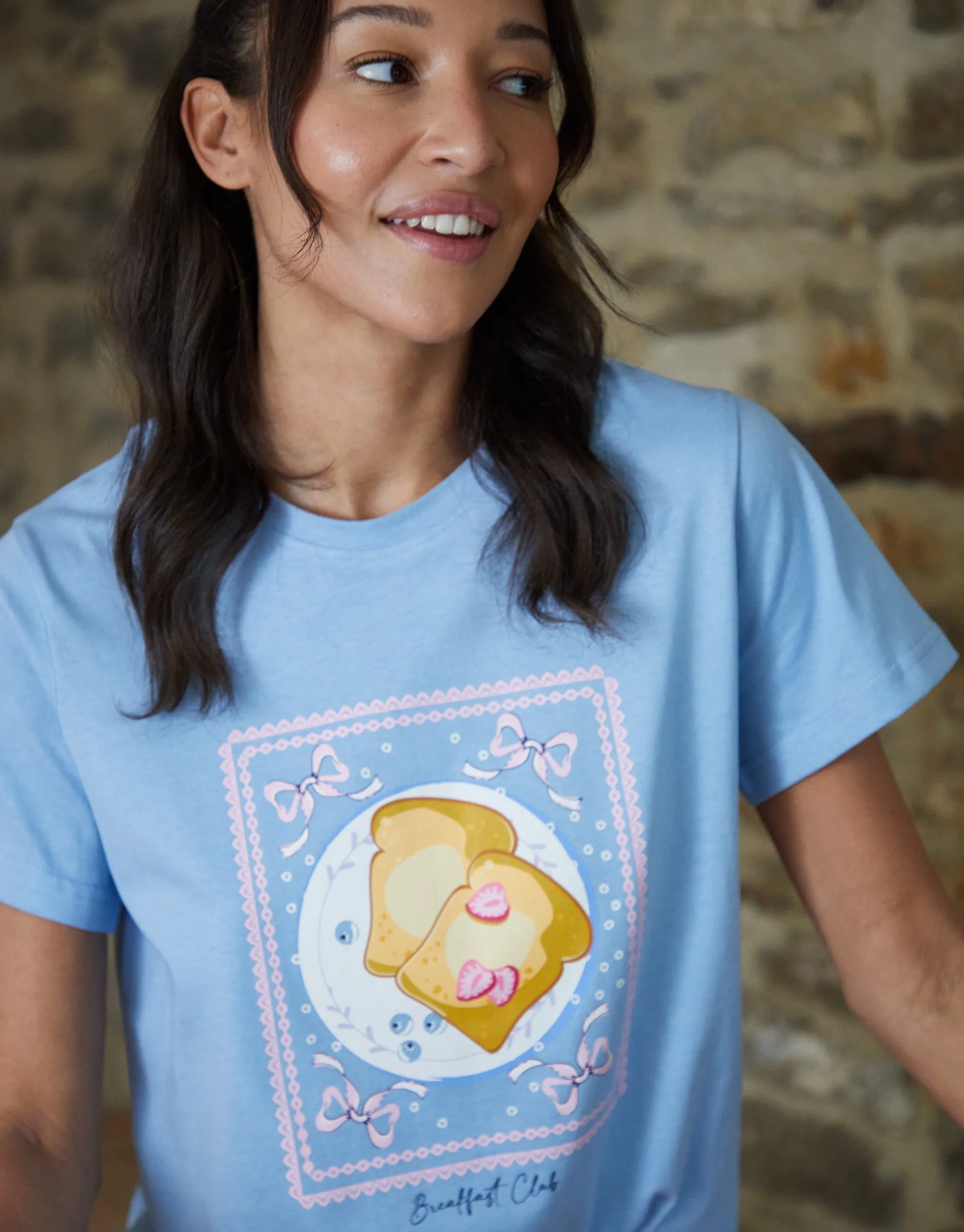 Threadbare Women's Blue Graphic Print Shortie Pyjamas (2-Piece Set) sold by Threadbare product image thumbnail 3