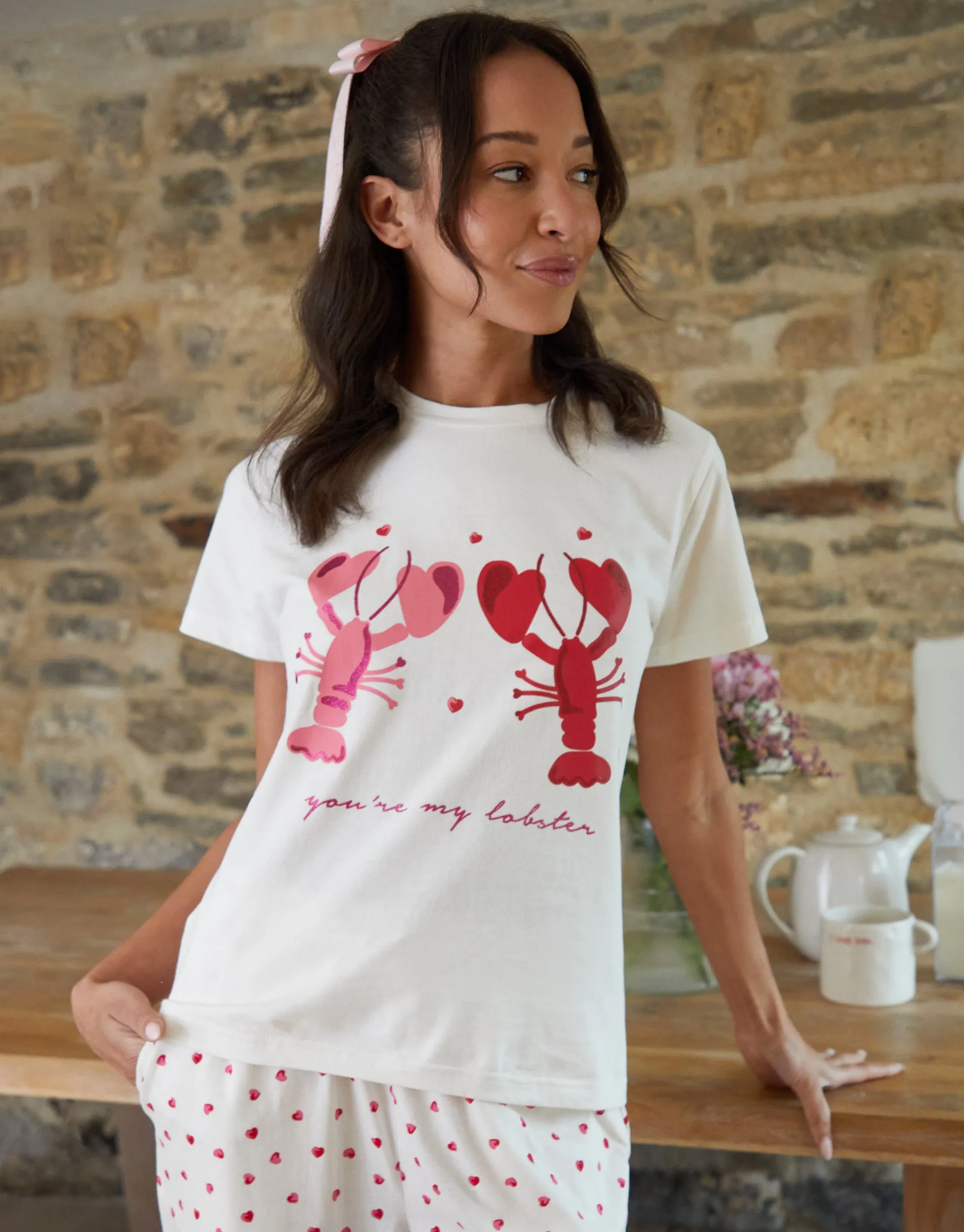 Threadbare Women's White Heart Graphic Print Pyjamas (2-Piece Set) sold by Threadbare product image thumbnail 5