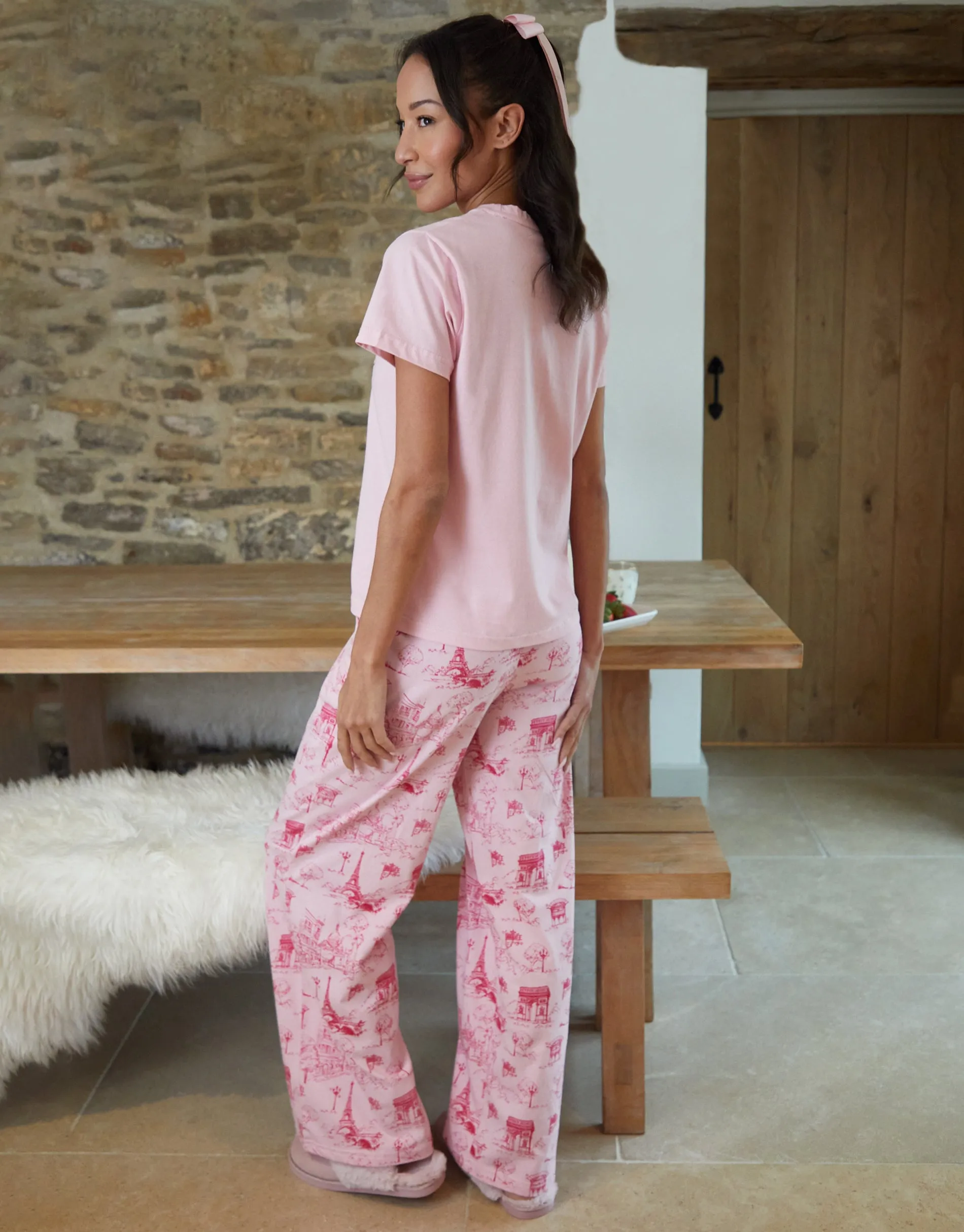 Threadbare Women's Pink Paris Graphic Print Pyjamas (2-Piece Set) sold by Threadbare product image thumbnail 3