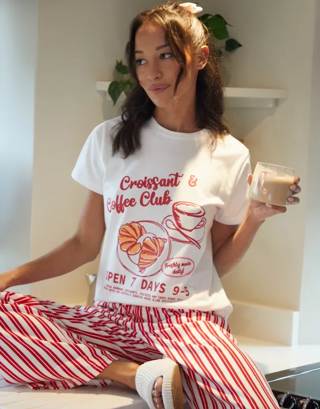 Threadbare Women's Red Graphic Print Striped Pyjamas (2-Piece Set) sold by Threadbare