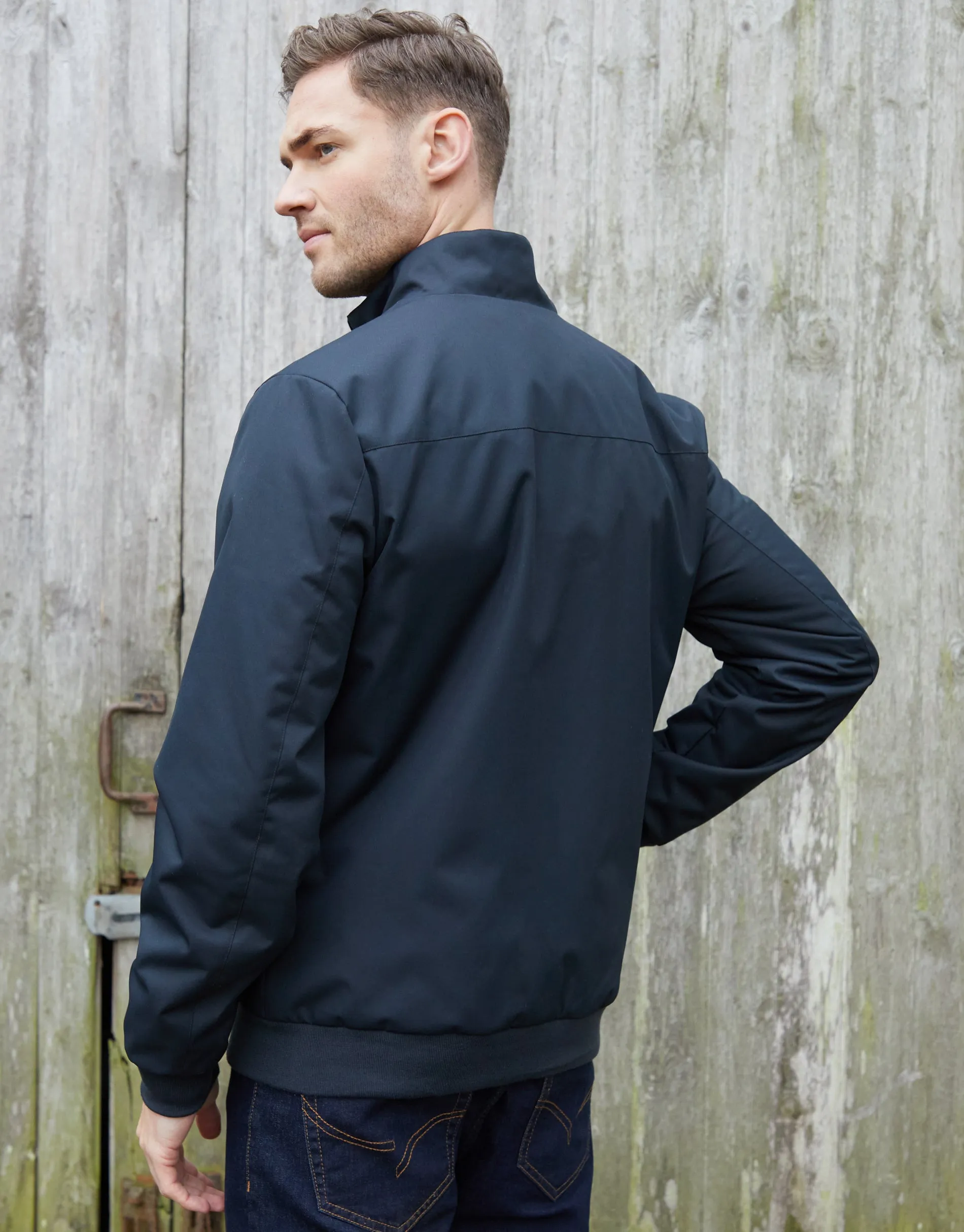 Navy Patch Pocket Funnel Neck Harrington Style Jacket sold by Threadbare product image thumbnail 2