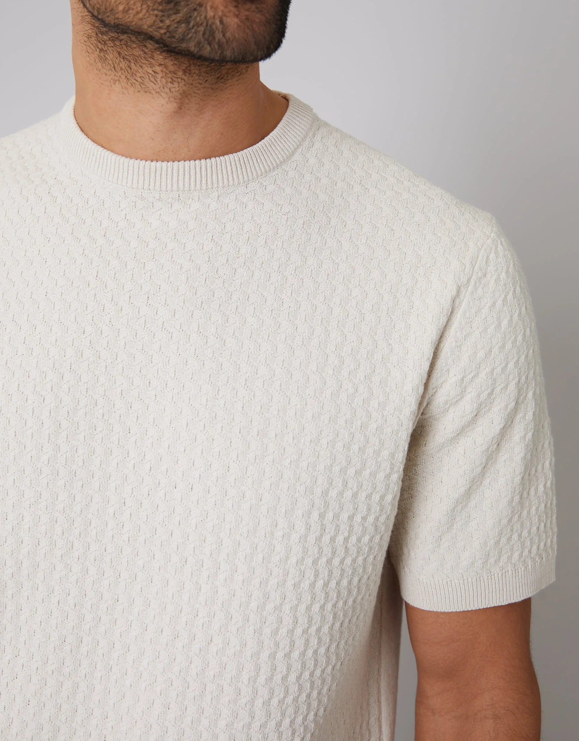 Stone Textured Front Knitted T-Shirt sold by Threadbare product image thumbnail 4