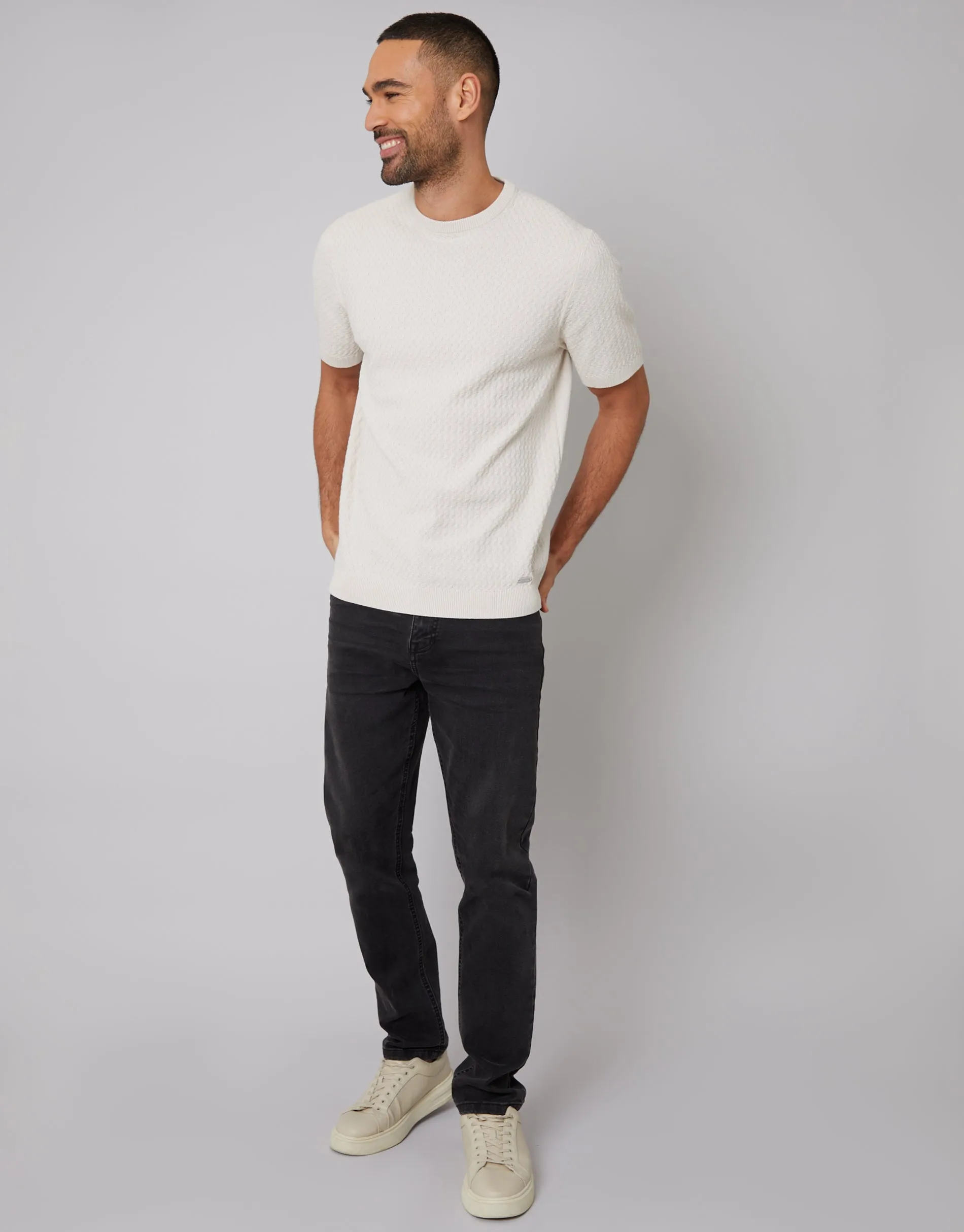 Stone Textured Front Knitted T-Shirt sold by Threadbare product image thumbnail 3