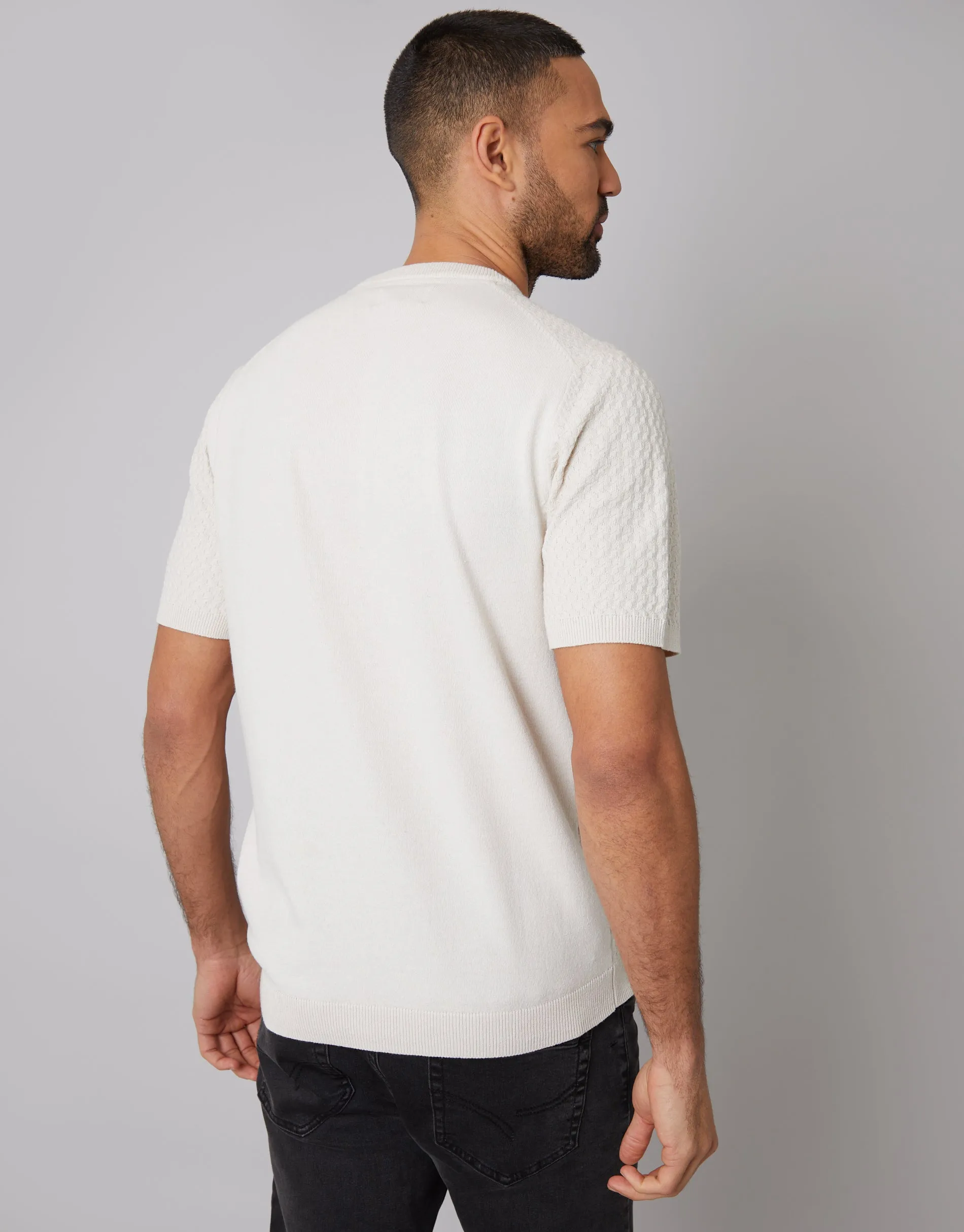 Stone Textured Front Knitted T-Shirt sold by Threadbare product image thumbnail 2