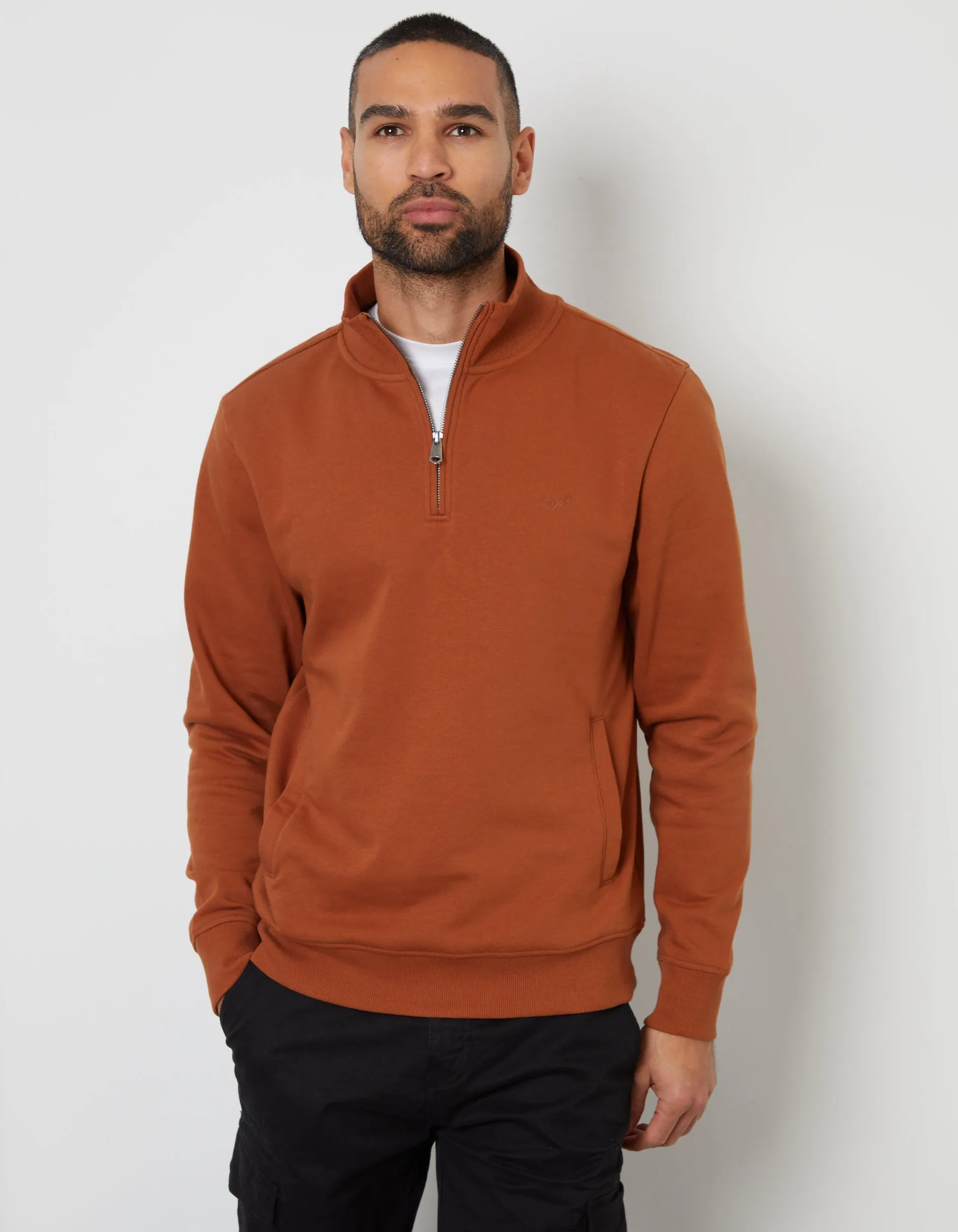 Rust Orange Quarter Zip Sweatshirt sold by Threadbare