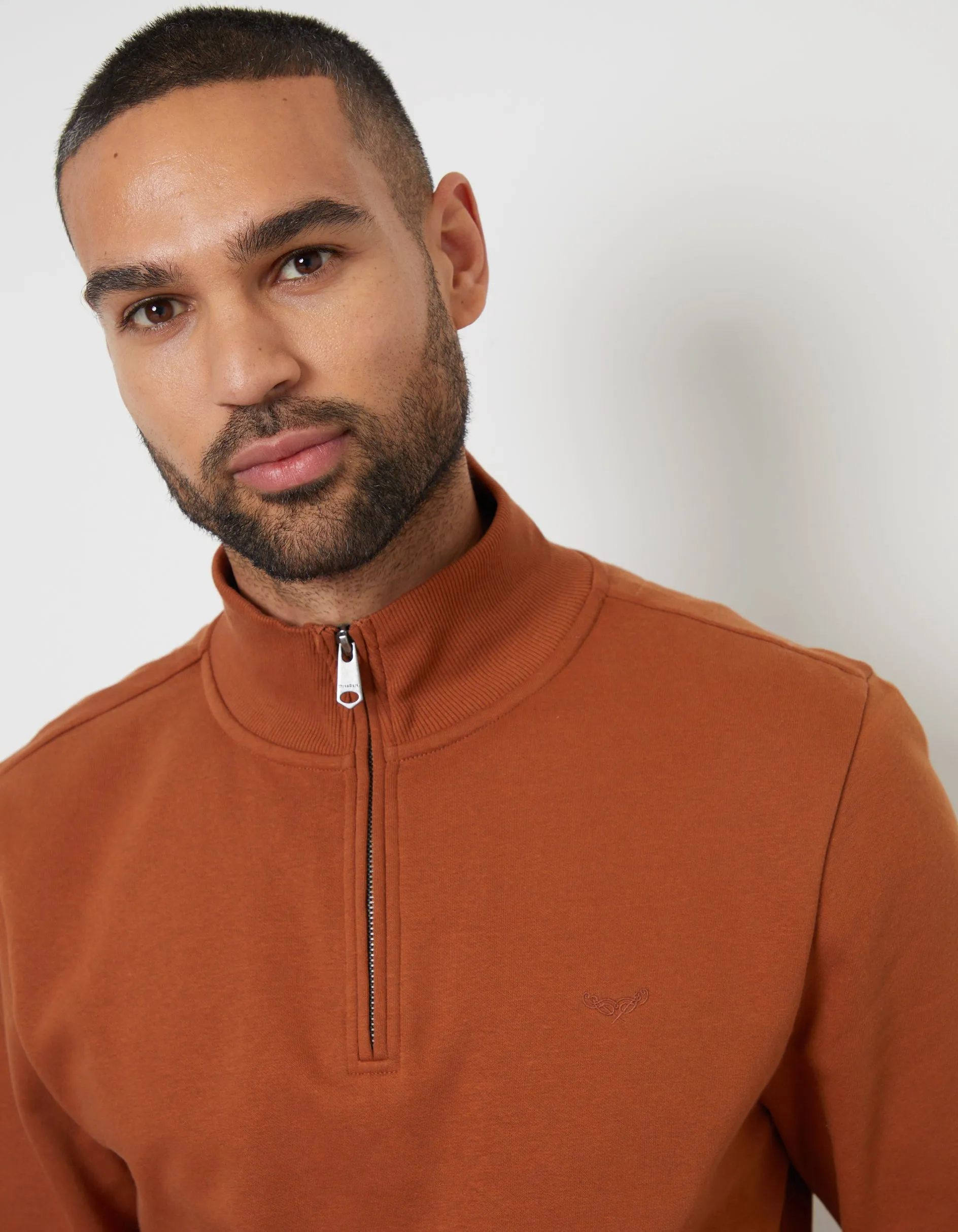 Rust Orange Quarter Zip Sweatshirt sold by Threadbare product image thumbnail 4