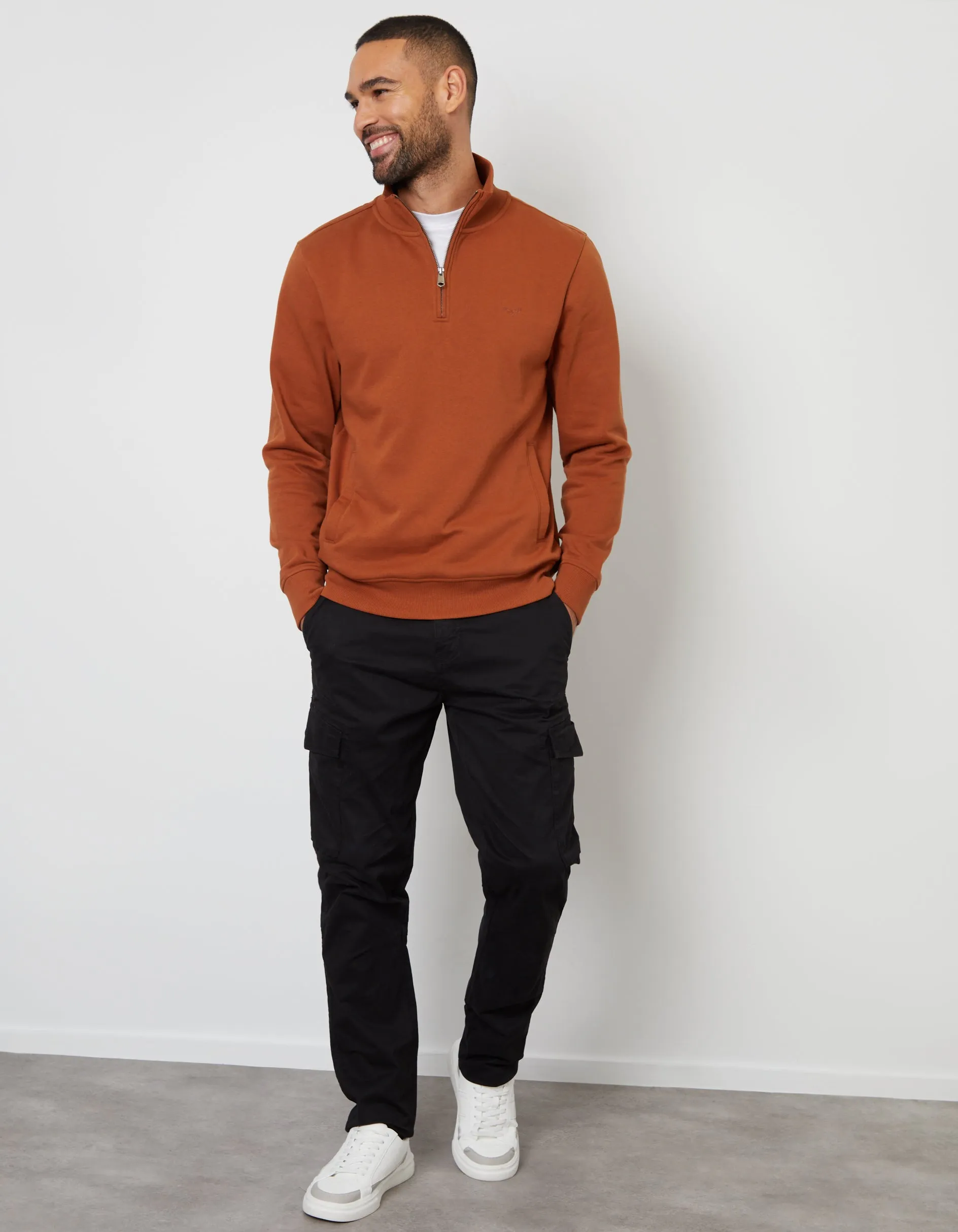 Rust Orange Quarter Zip Sweatshirt sold by Threadbare product image thumbnail 3