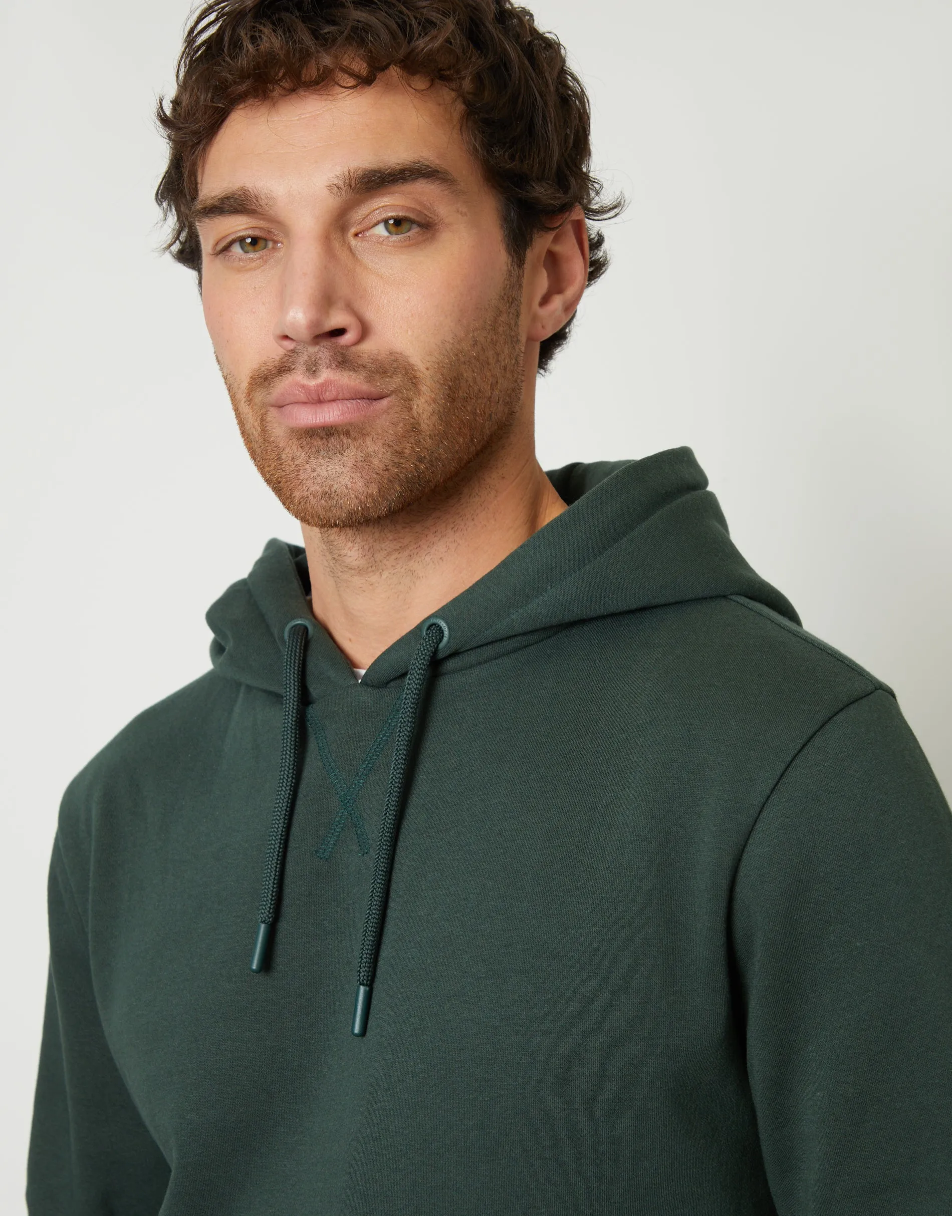 Forest Green Mock T-Shirt Overhead Hoodie sold by Threadbare product image thumbnail 4