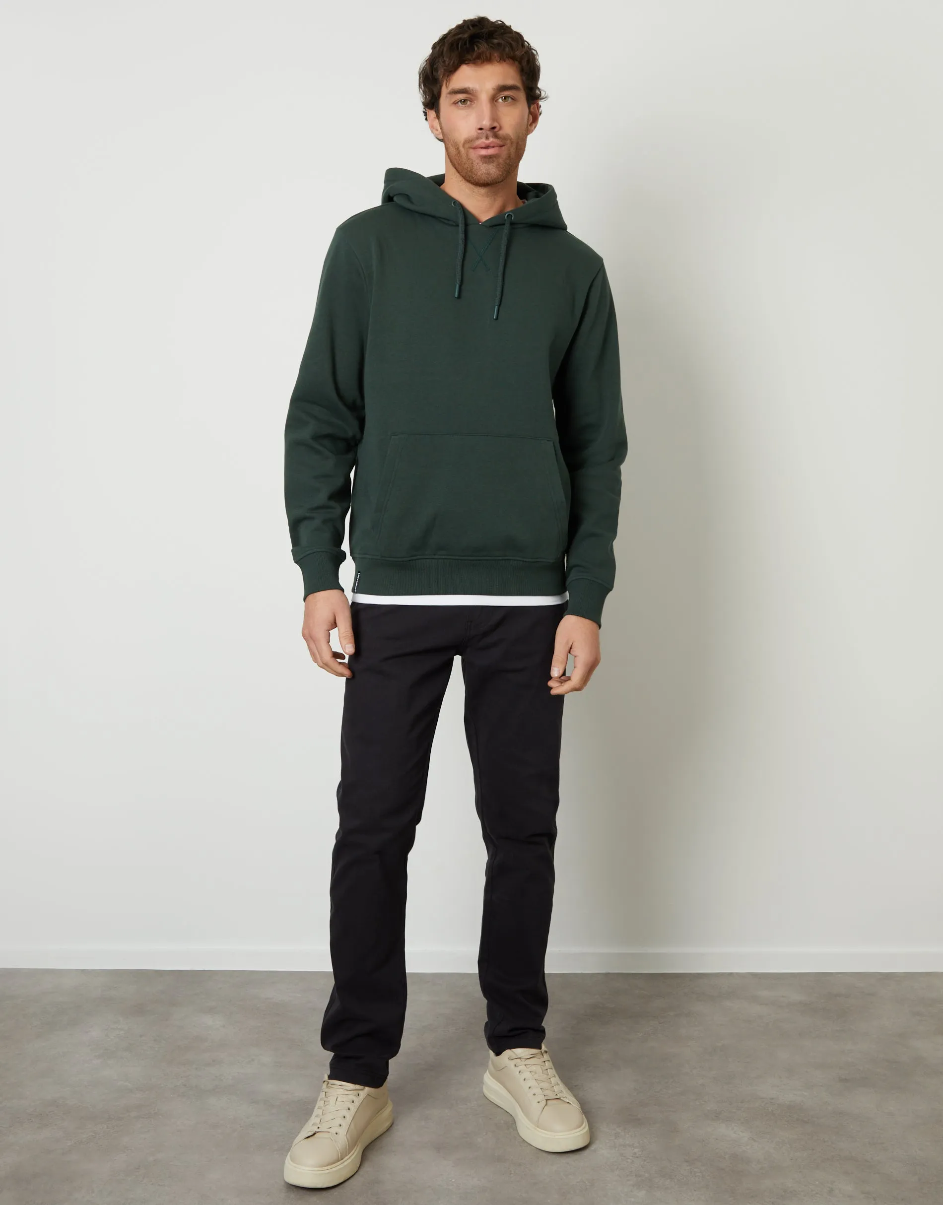 Forest Green Mock T-Shirt Overhead Hoodie sold by Threadbare product image thumbnail 3