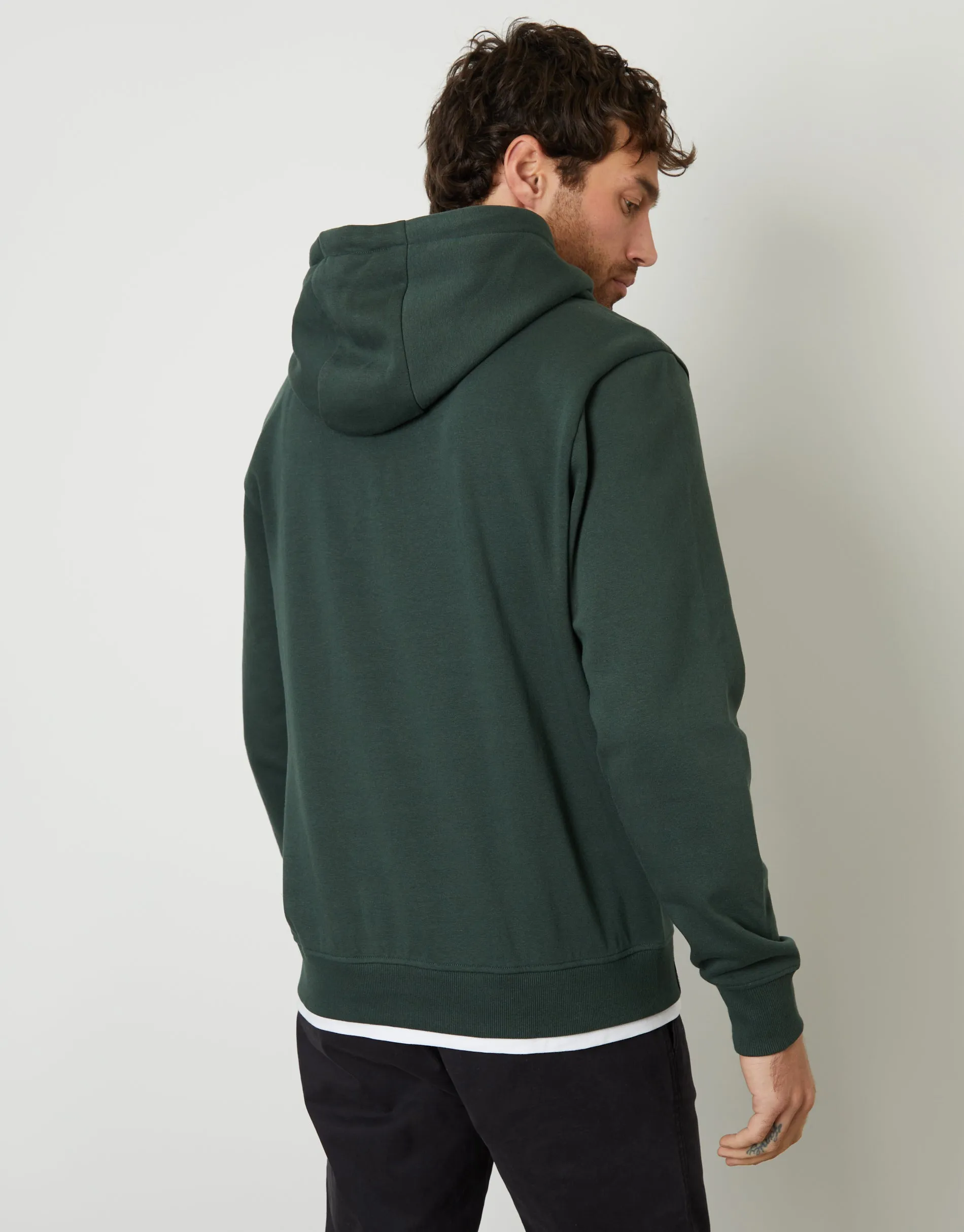 Forest Green Mock T-Shirt Overhead Hoodie sold by Threadbare product image thumbnail 2